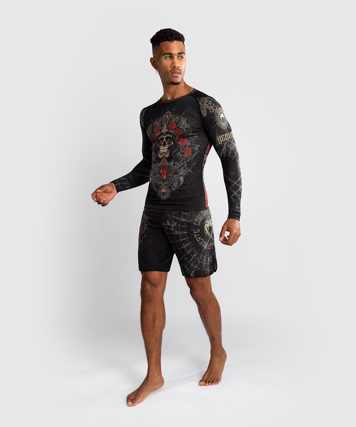 Venum Santa Muerte 5.0 Herren Langarm Rashguard - Tiefes Schwarz/Gold