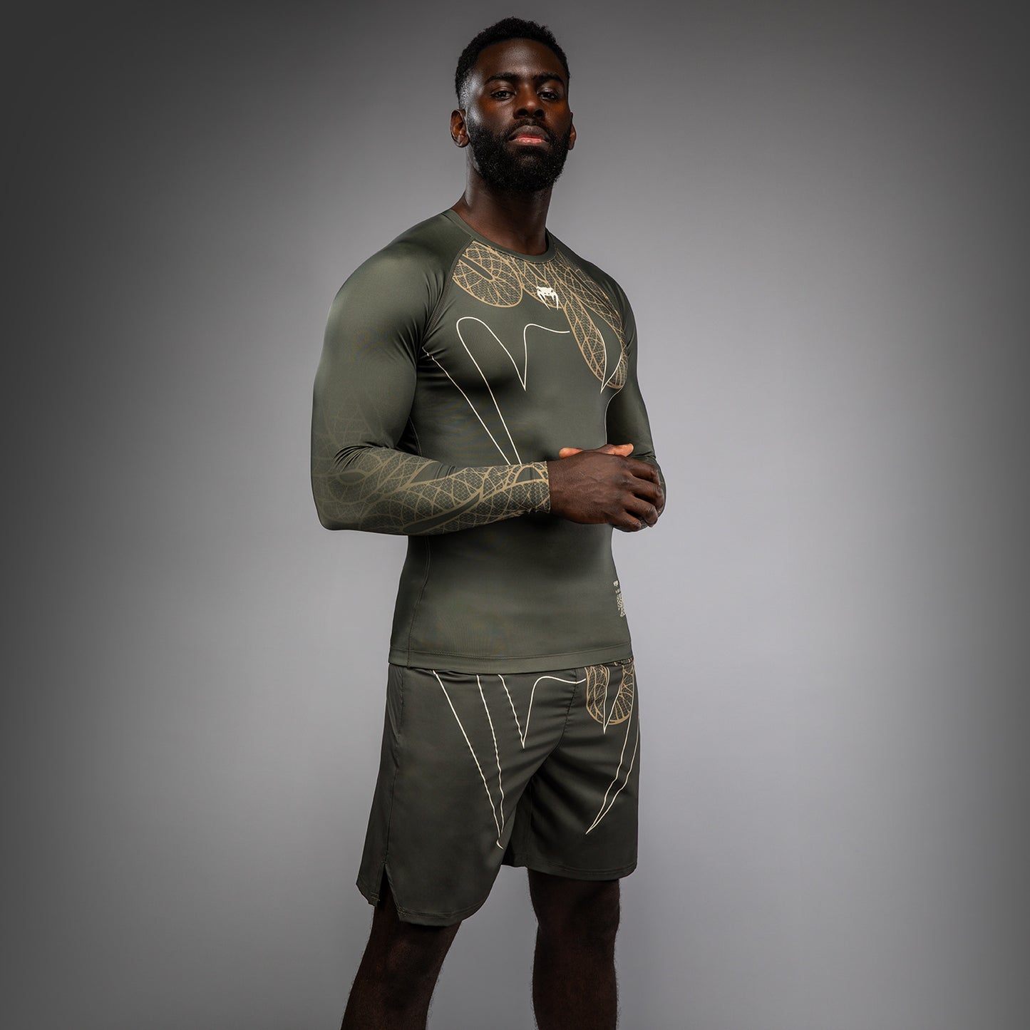 Venum Serpenti Langarm Rashguard – Khaki/Bronze/Ivory