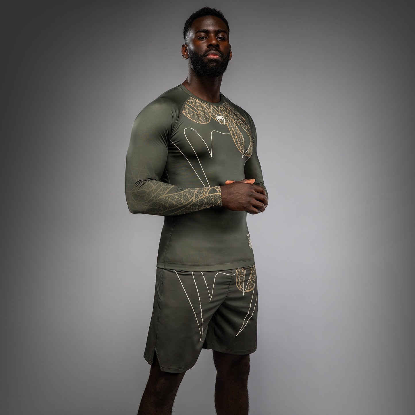 Venum Serpenti Langarm Rashguard – Khaki/Bronze/Ivory