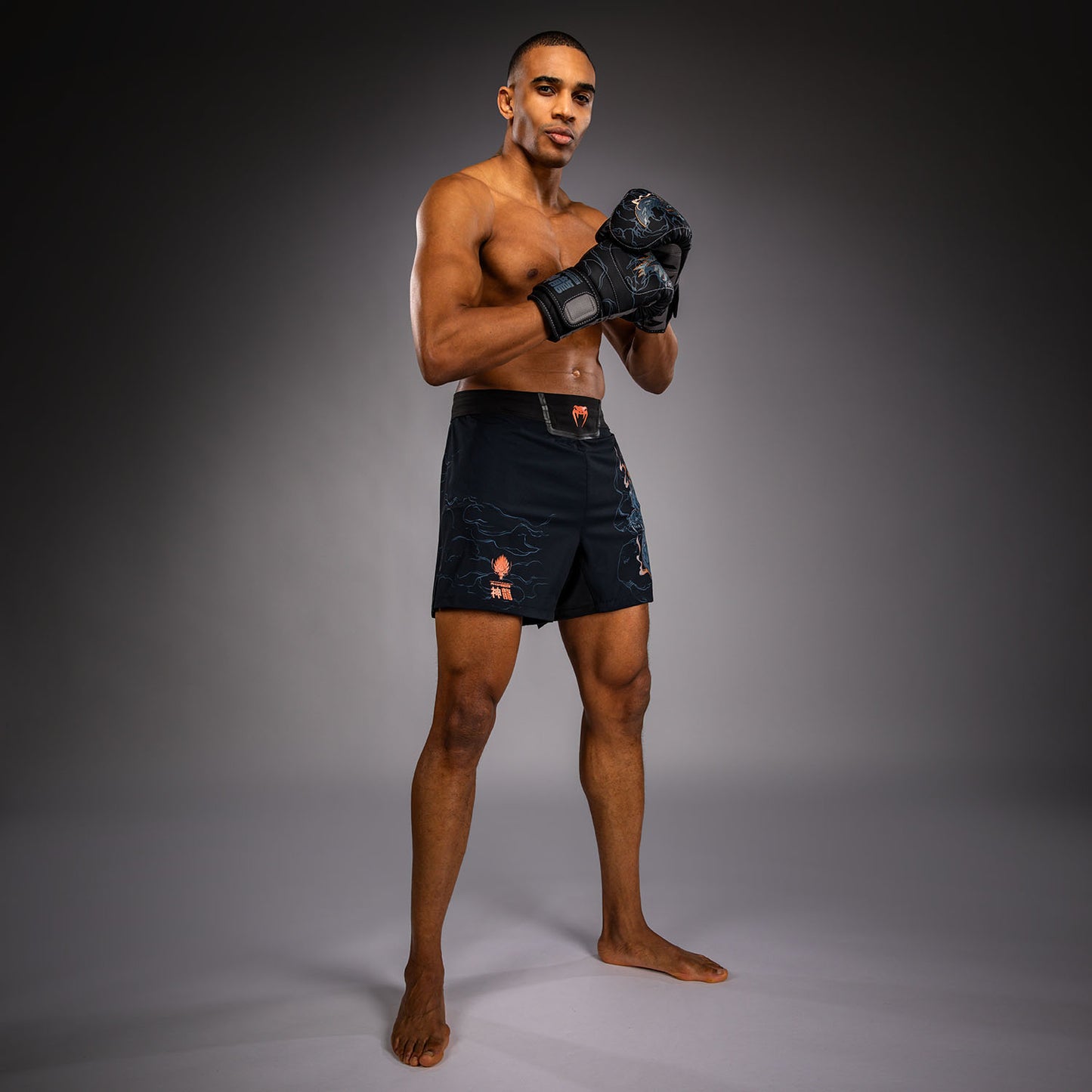 Venum Thunder Dragon Fightshorts – Schwarz/Grau/Kupfer