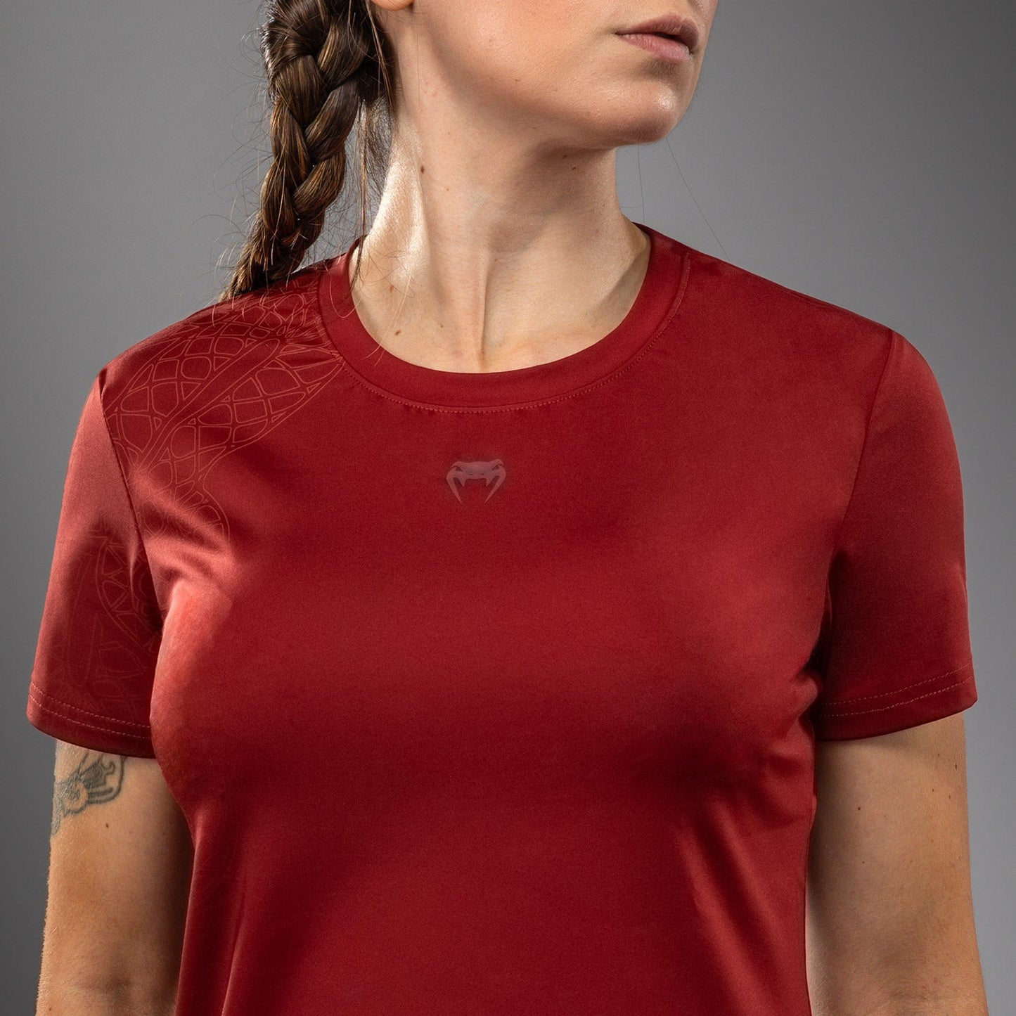 Venum Serpenti Damen Dry-Tech T-Shirt – Burgunder/Elfenbein