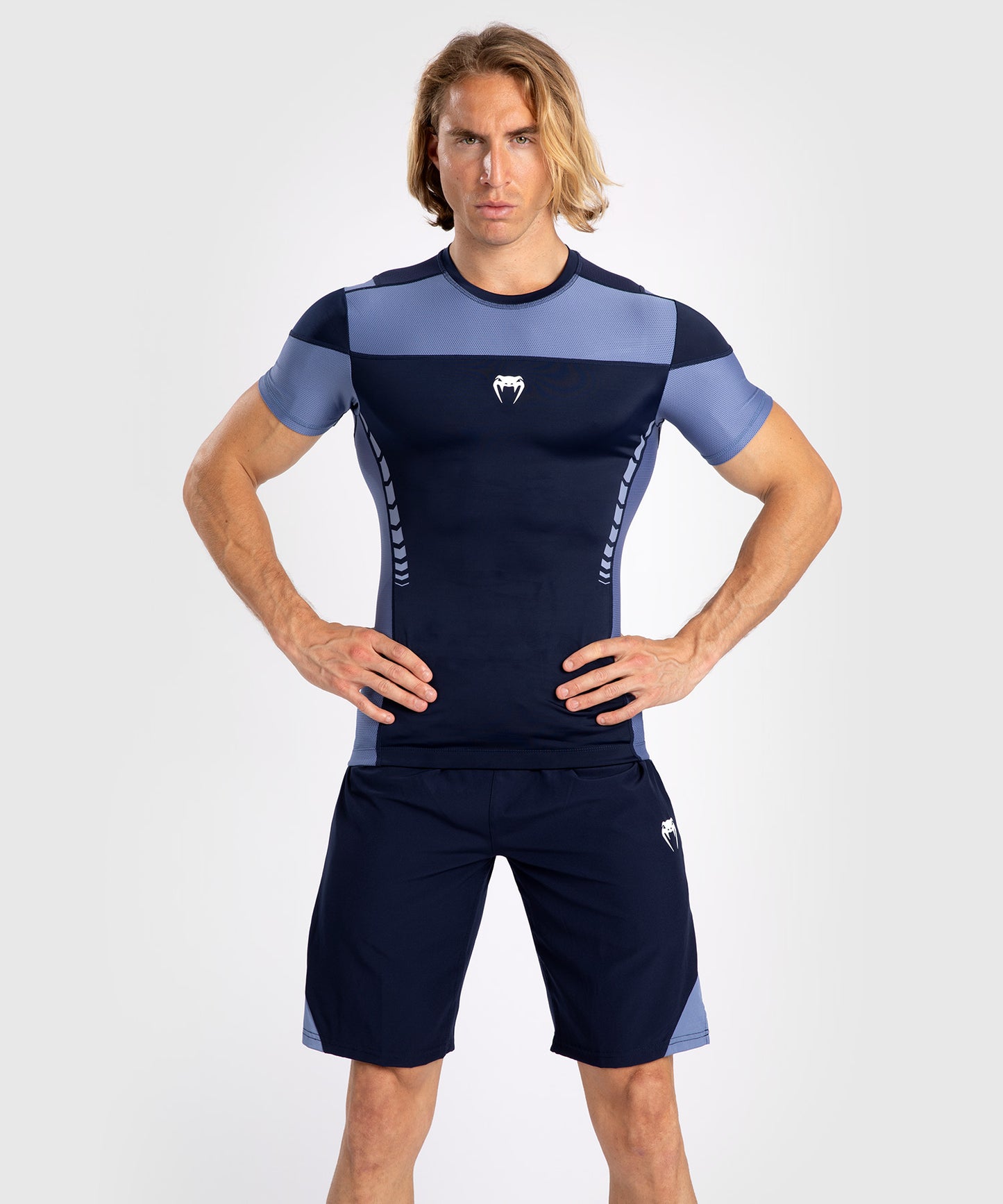 Venum Tempest Herren Kurzarm-Rashguard - Marineblau/Blau