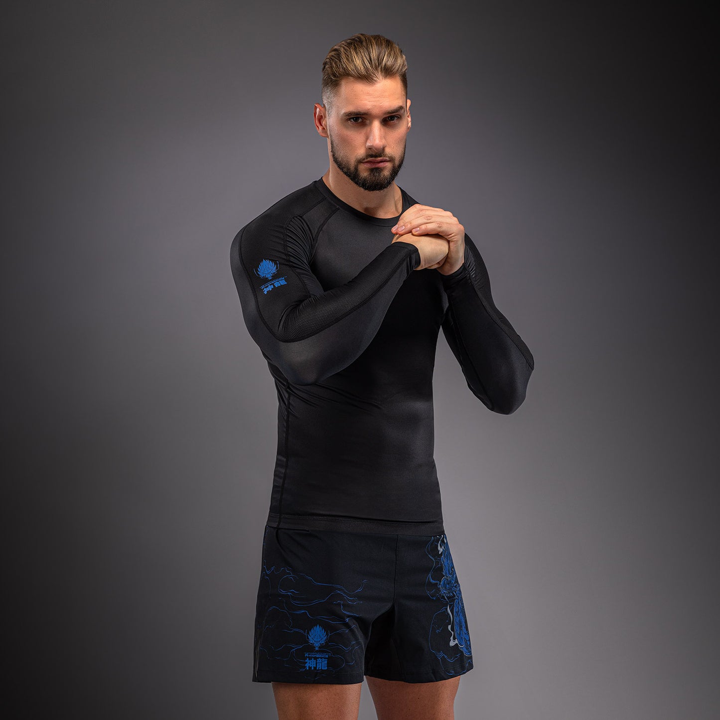 Venum Thunder Dragon Langarm Rashguard – Schwarz/Königsblau
