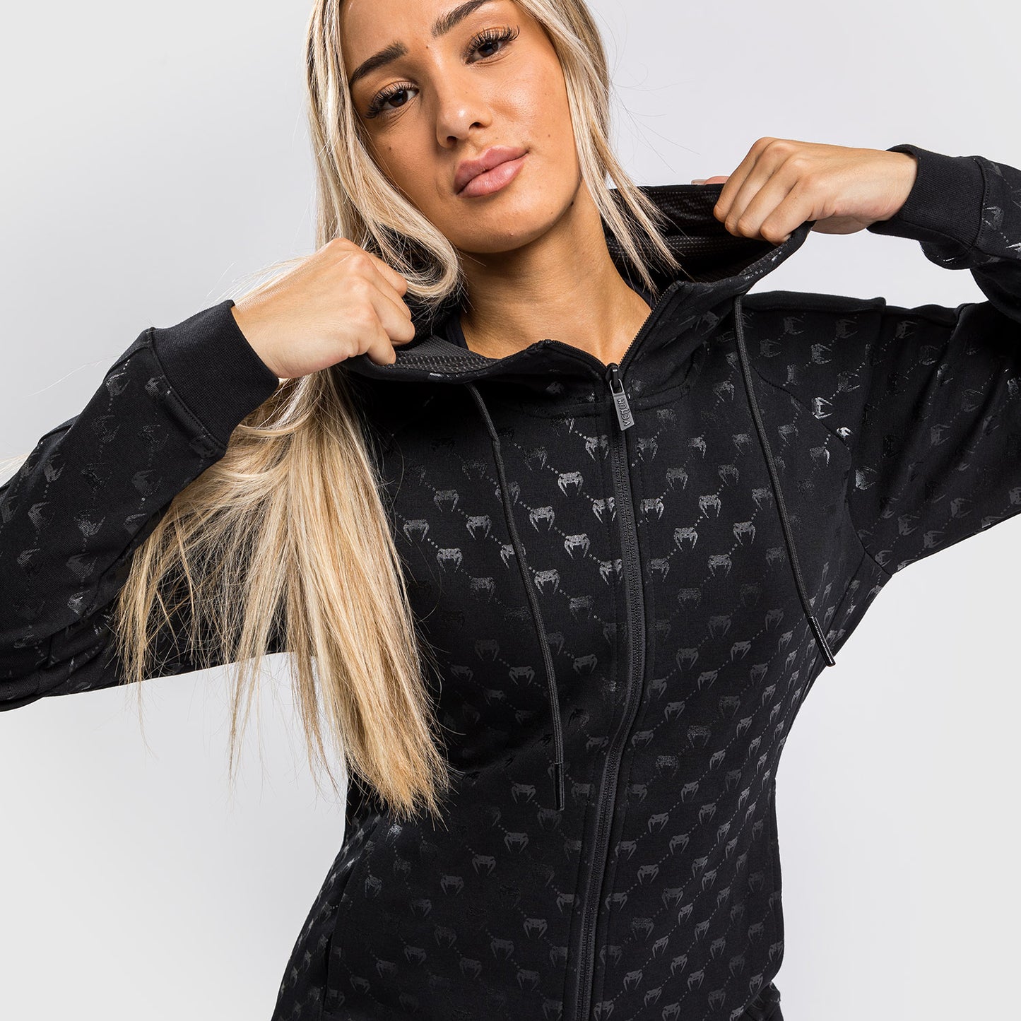 Venum Monogram Zip-Up Hoodie für Frauen – Schwarz/Roségold