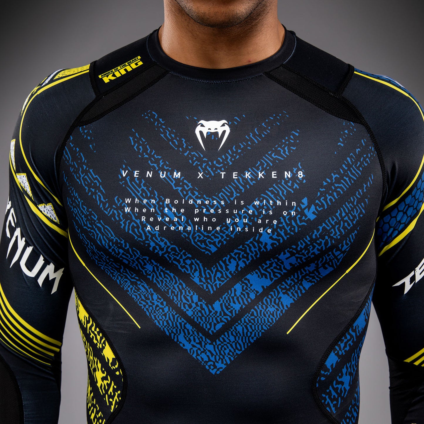 Venum x TEKKEN 8 Langarm Rashguard - King - Schwarz/Gelb