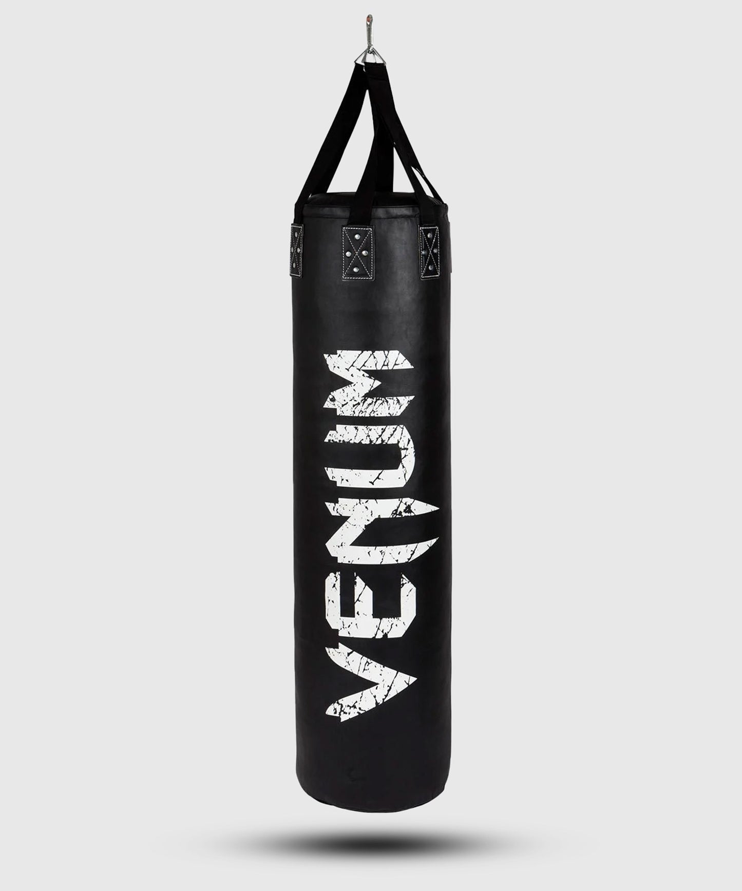 Venum Challenger Boxsack + Deckenhaken - Schwarz/Weiß - 130 cm - Gefüllt