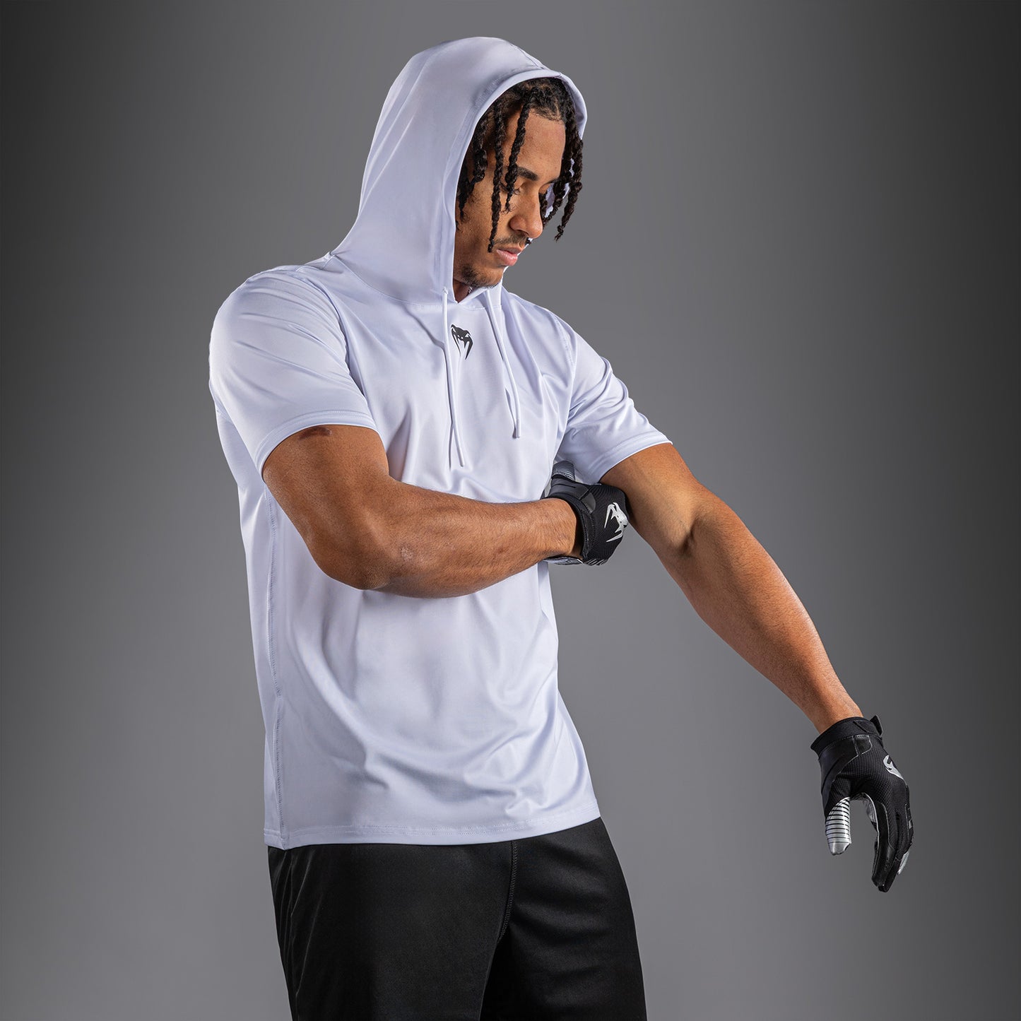 Venum Elite Kurzarm Dry-Tech Kapuzenpullover - Weiß