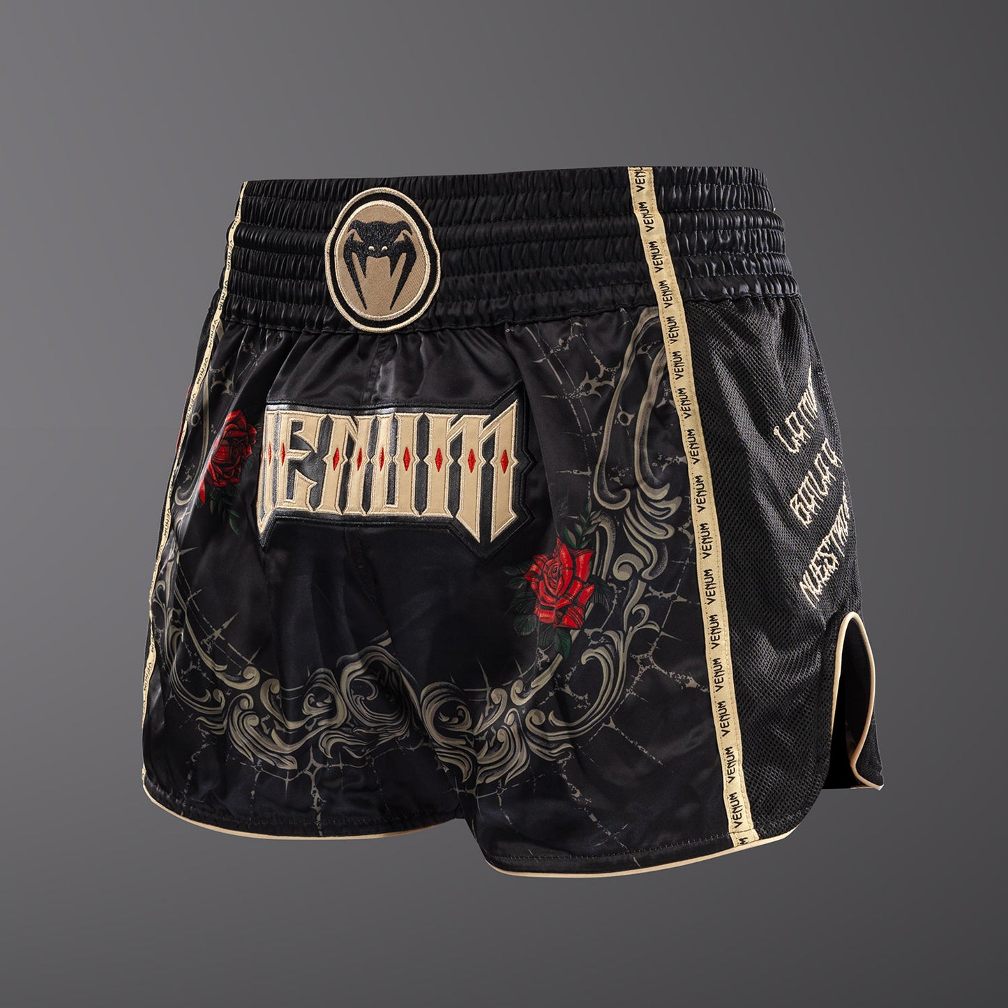 Venum Santa Muerte 5.0 Muay Thai Shorts - Tiefes Schwarz/Gold