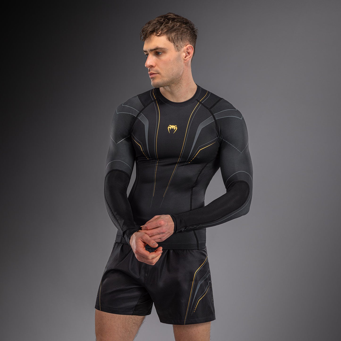 Venum Streamline Langarm Rashguard – Schwarz/Gold