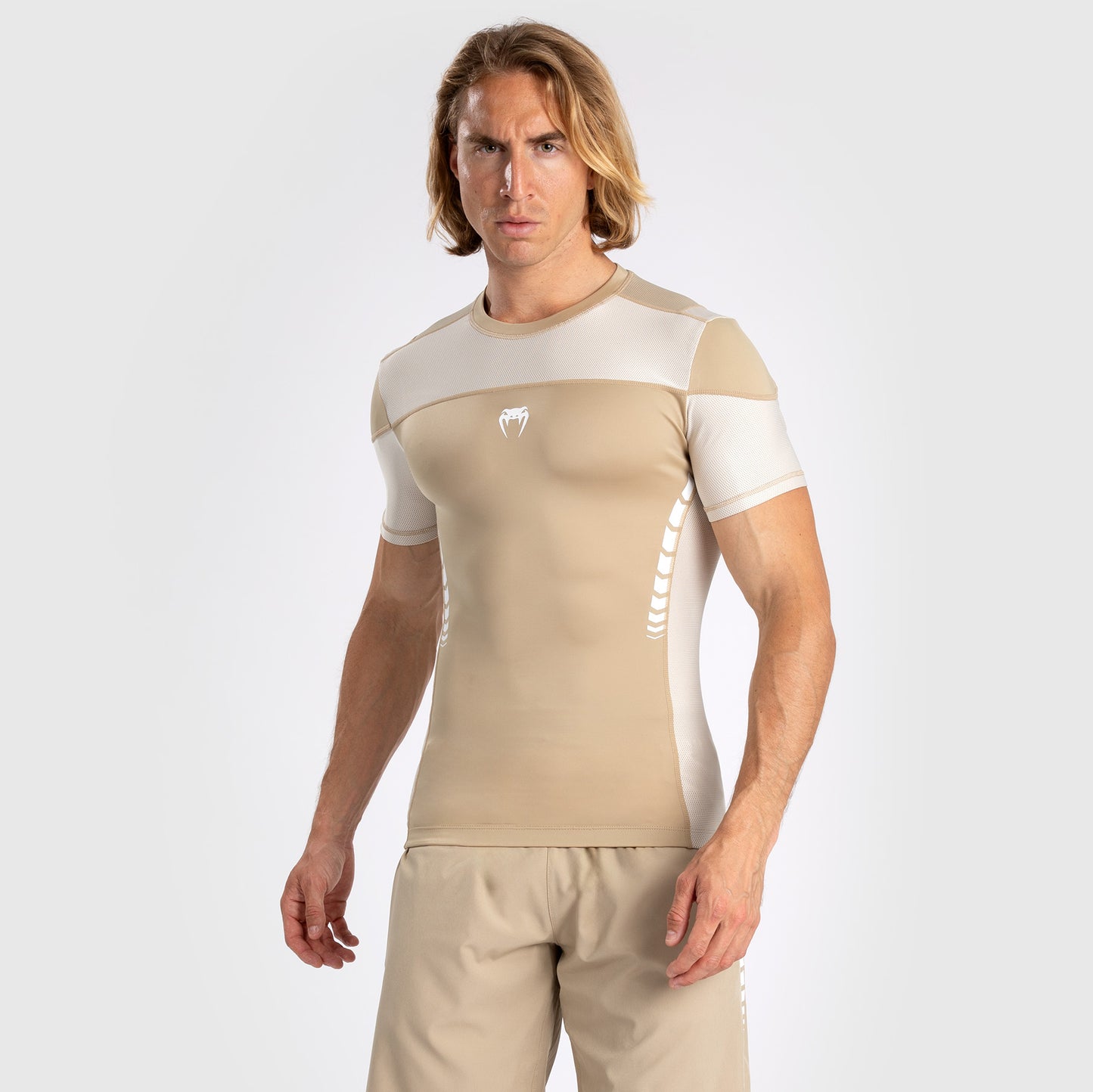 Venum Tempest Herren Kurzarm Rashguard - Beige/Sand