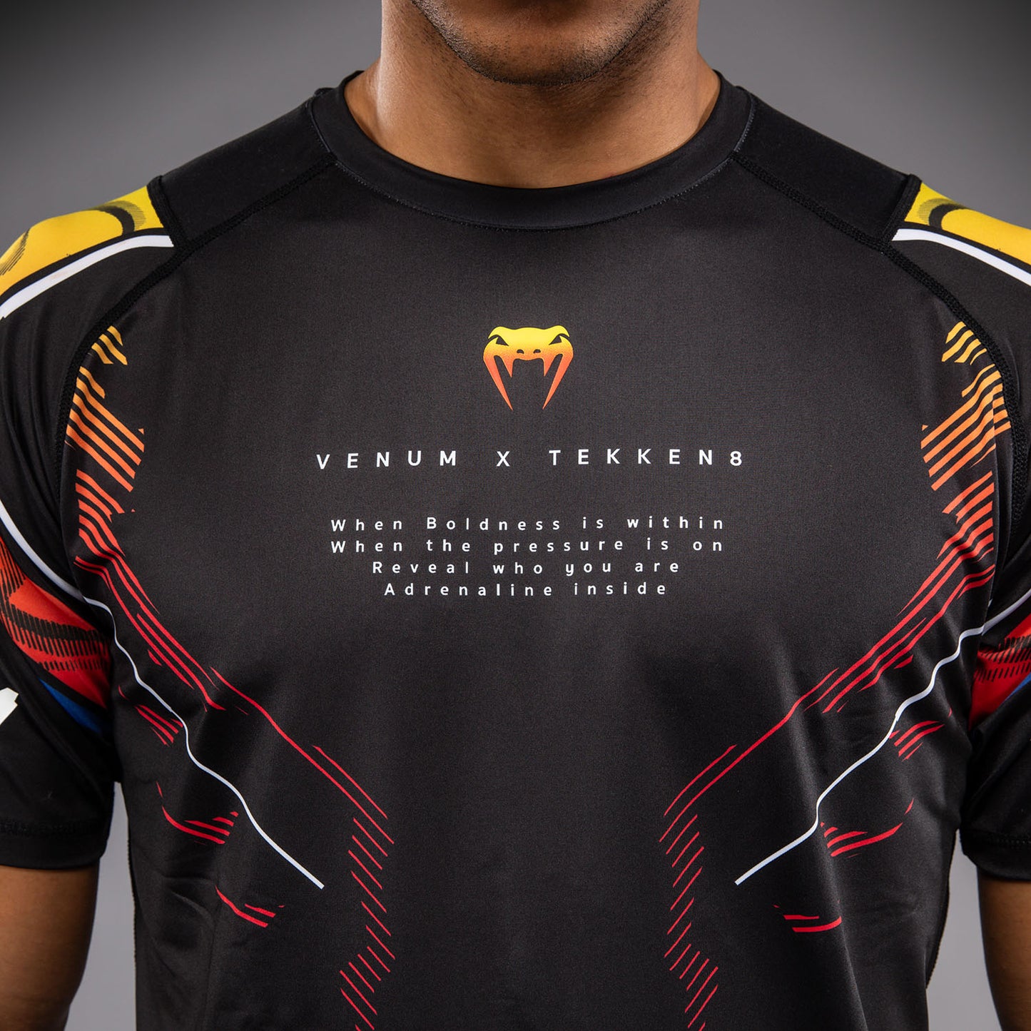 Venum x TEKKEN 8 Dry-Tech T‑Shirt Yoshimitsu - Schwarz/Orange