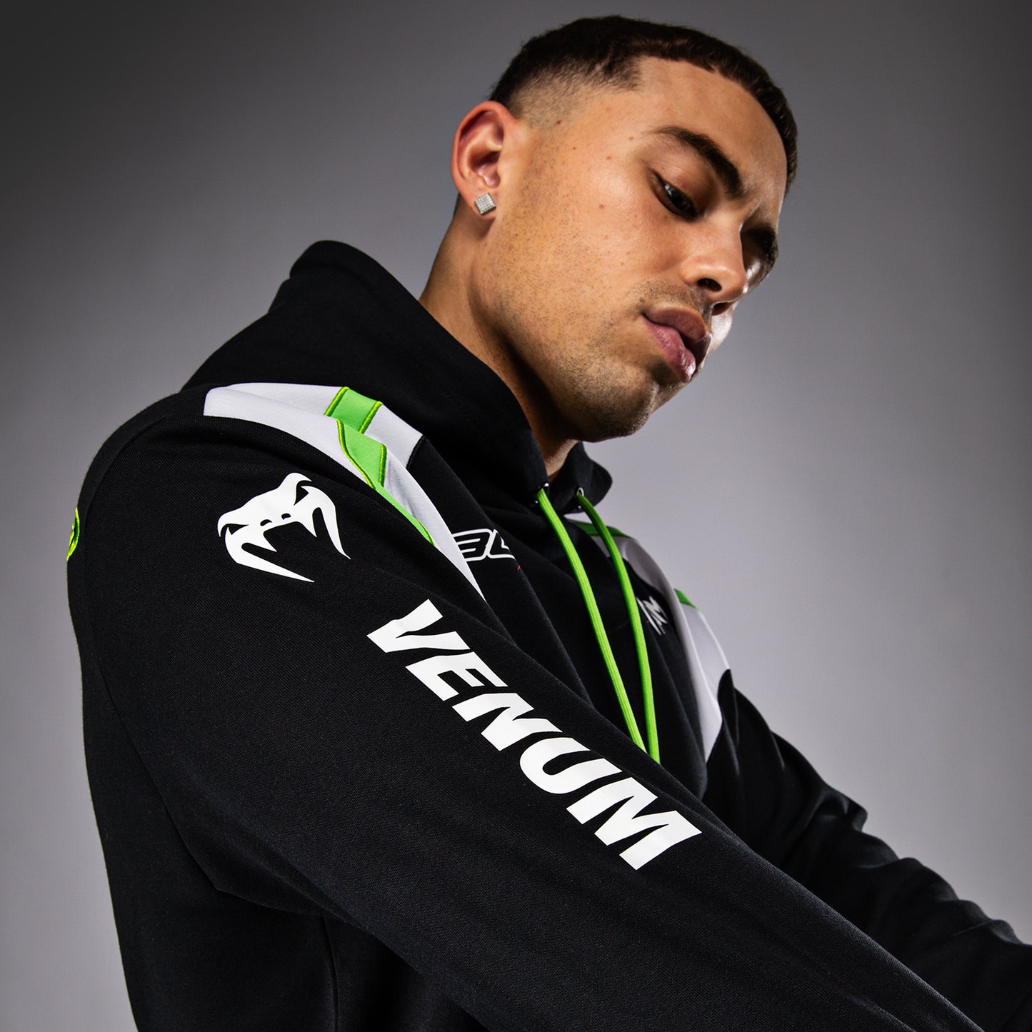Venum x Bud Racing Herren Hoodie - Schwarz/Weiß/Limettengrün