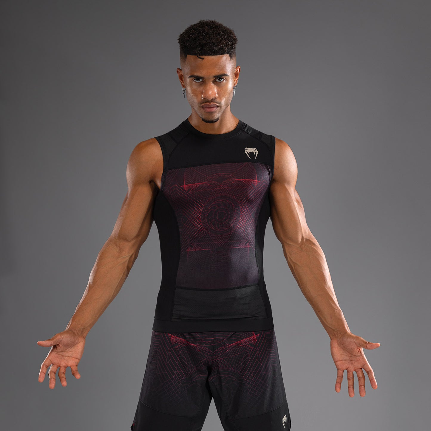 Venum G-Fit Air Herren Ärmelloses Rashguard - Tiefschwarz/Feuerrot