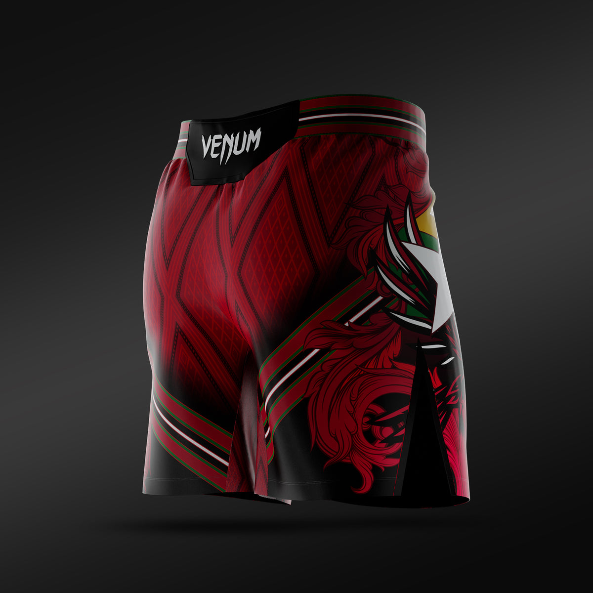 UFC Adrenaline Unrivaled by Venum Herren Fight-Shorts kurze Passform Josh Van - Rot