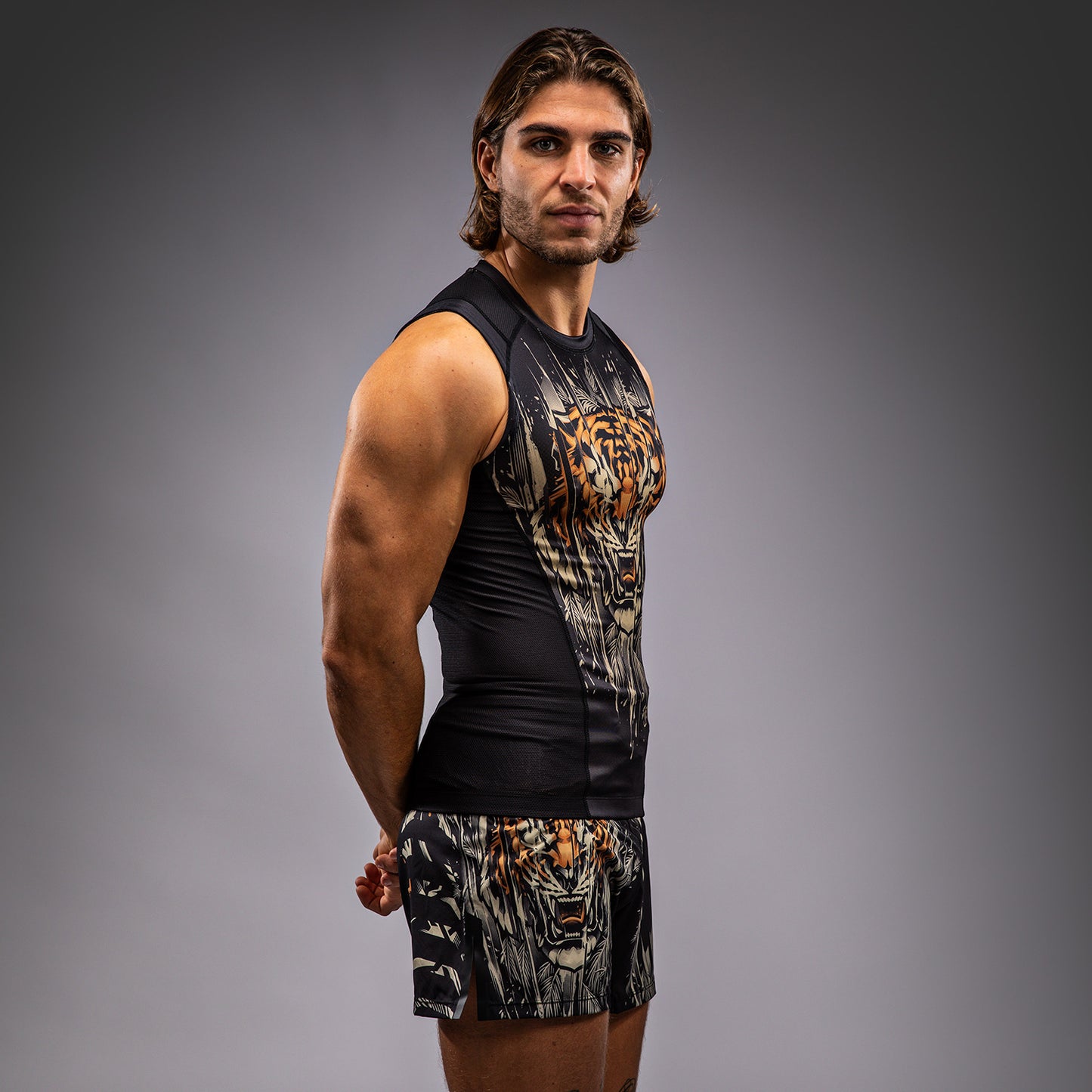 Venum Tiger Herren Ärmelloses Rashguard - Schwarz/Neonorange