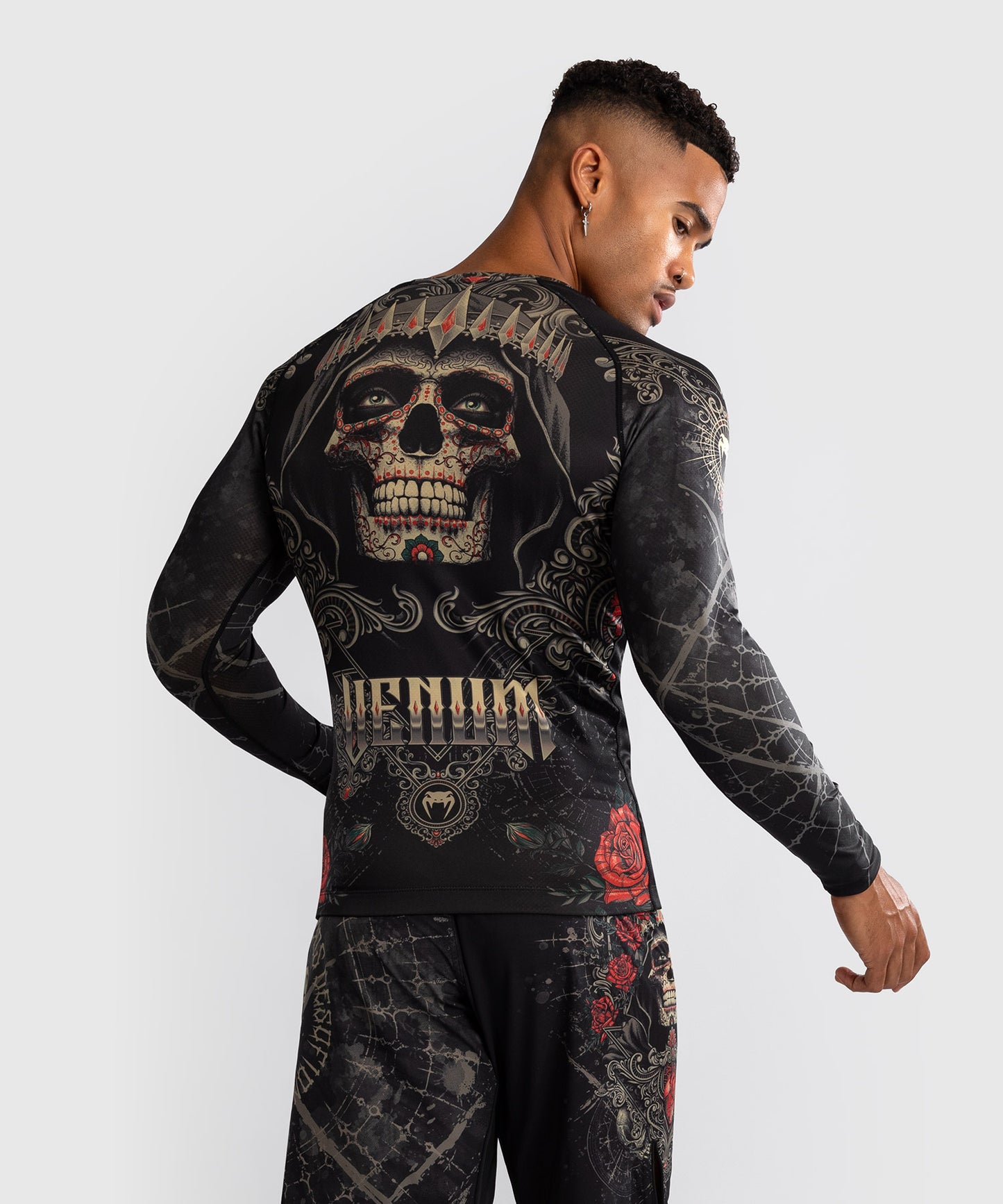 Venum Santa Muerte 5.0 Herren Langarm Rashguard - Tiefes Schwarz/Gold