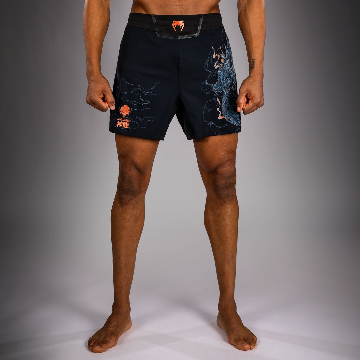 Venum Thunder Dragon Fightshorts – Schwarz/Grau/Kupfer