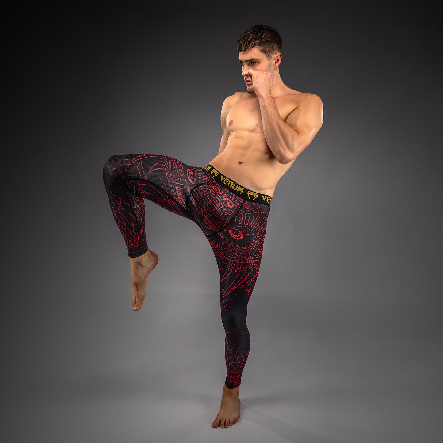 Venum Quetzal Fury Spats - Schwarz/Fury Rot/ Tangerine