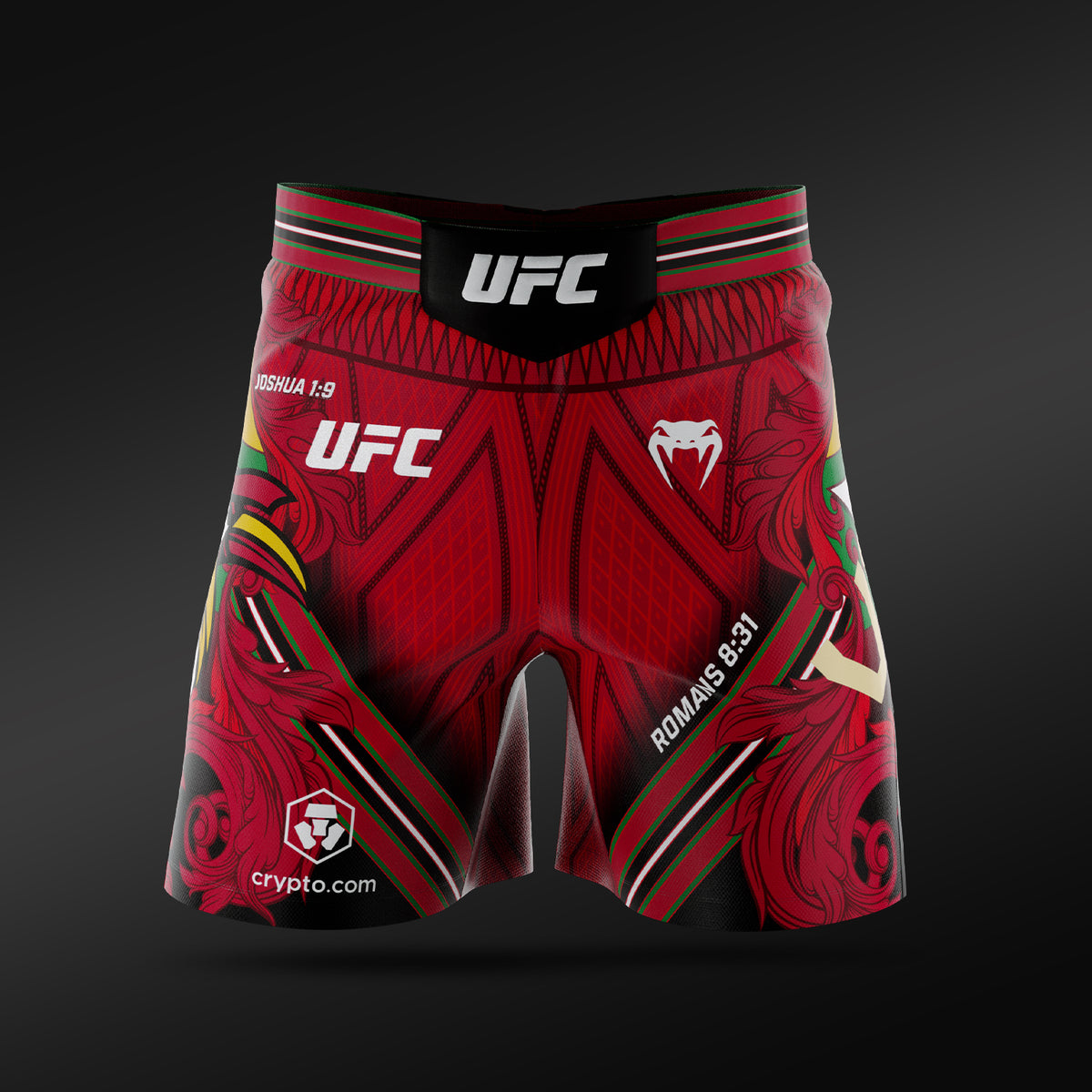 UFC Adrenaline Unrivaled by Venum Herren Fight-Shorts kurze Passform Josh Van - Rot