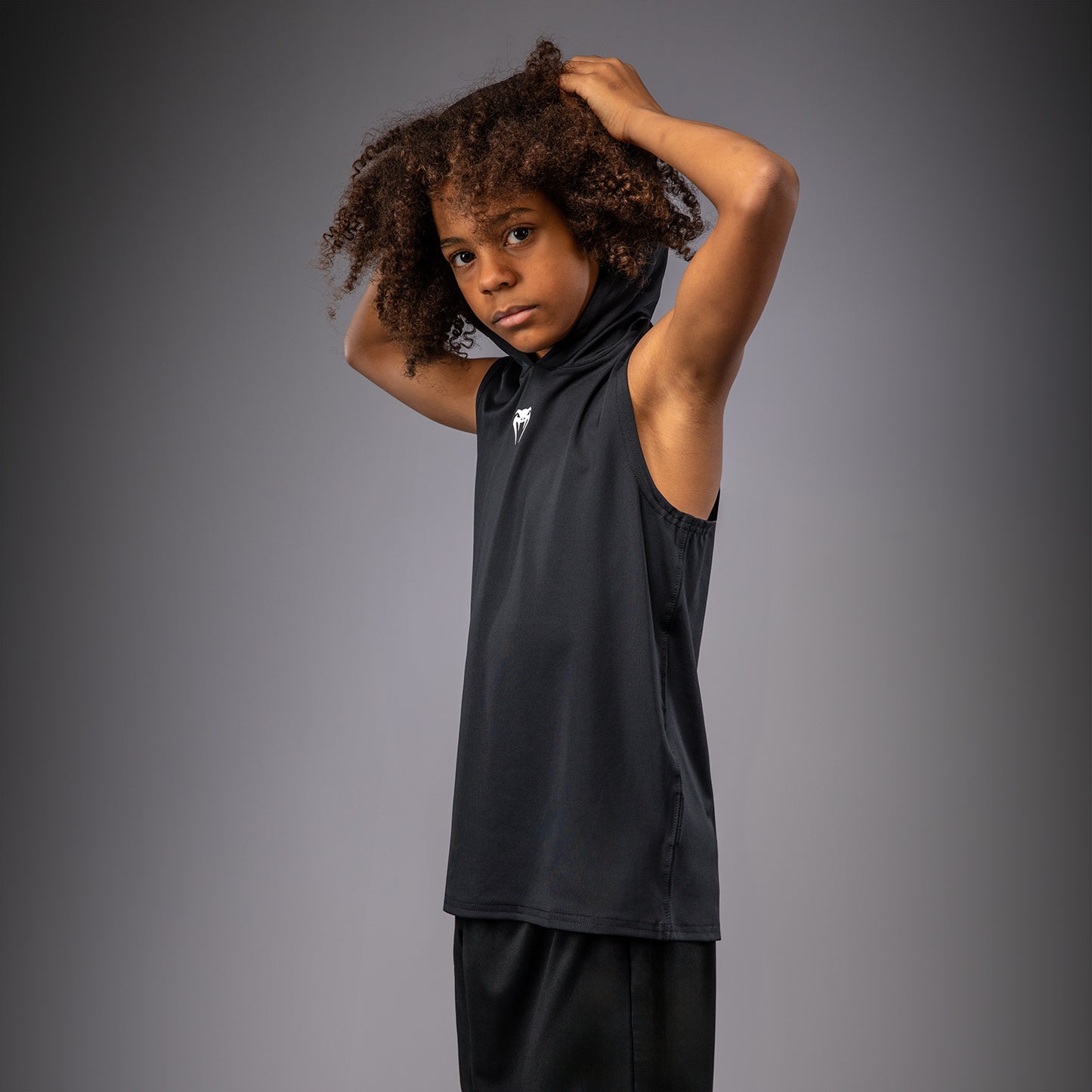 Venum Elite Ärmelloser Dry-Tech Kapuzenpullover für Kinder - Schwarz