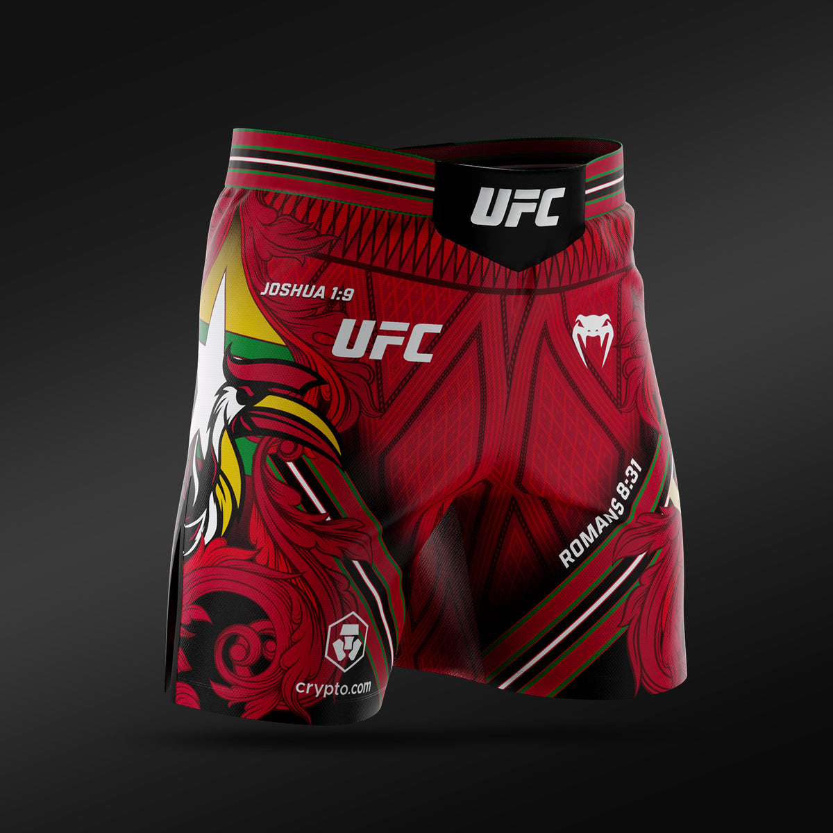 UFC Adrenaline Unrivaled by Venum Herren Fight-Shorts kurze Passform Josh Van - Rot