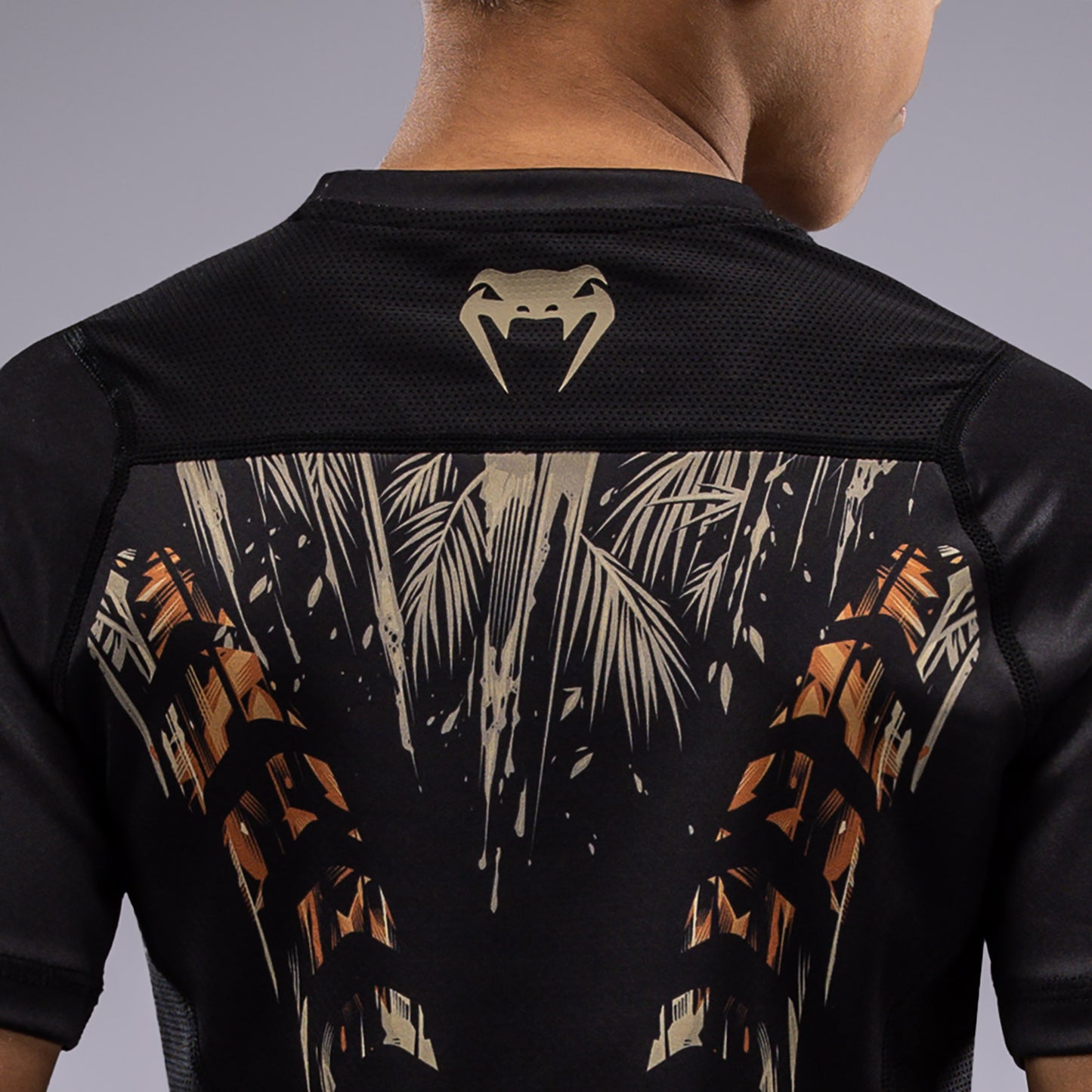Venum Tiger Kinder Kurzarm Rashguard - Schwarz/Neon Orange