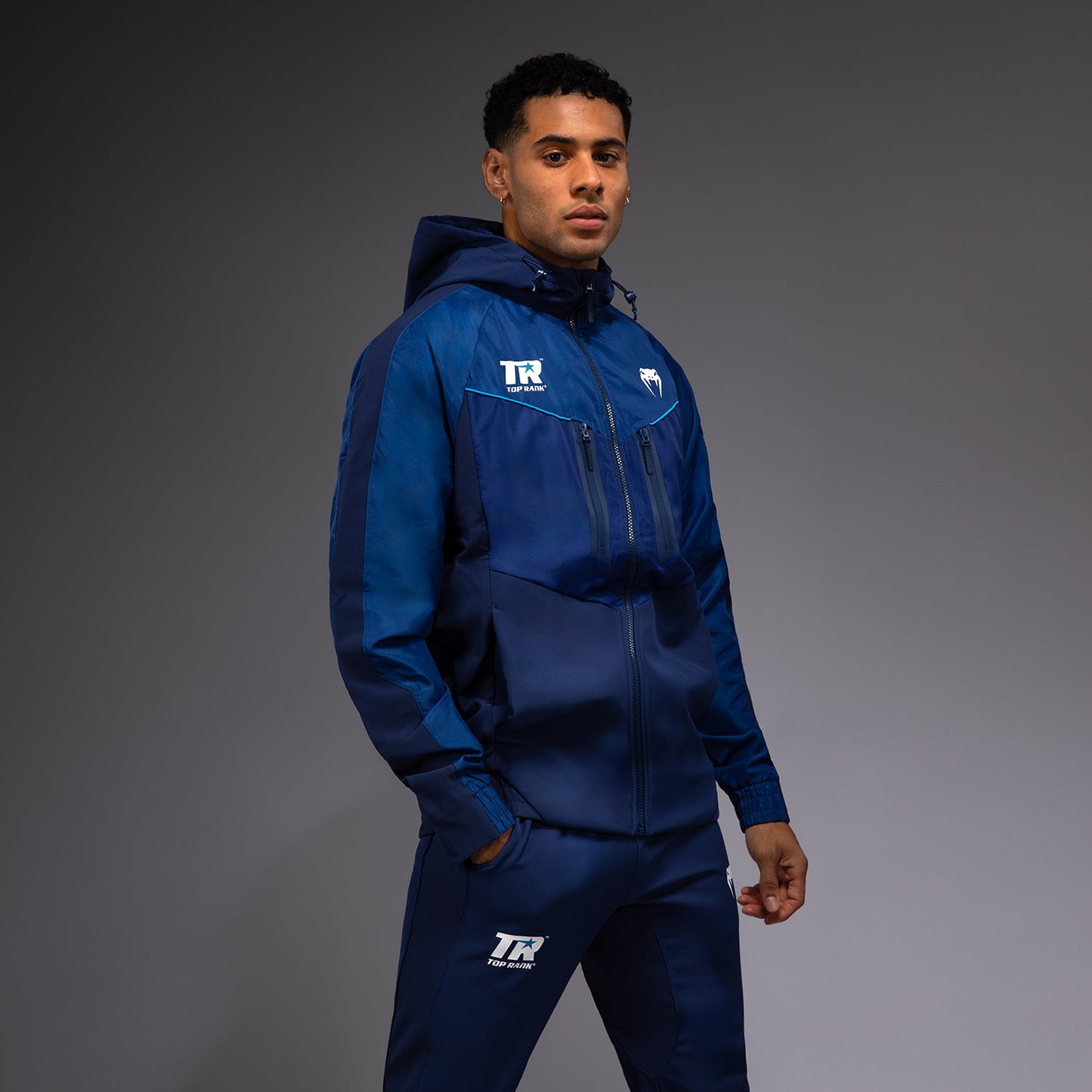 Venum x Top Rank Original Herren Full Zip Hoodie - Marineblau