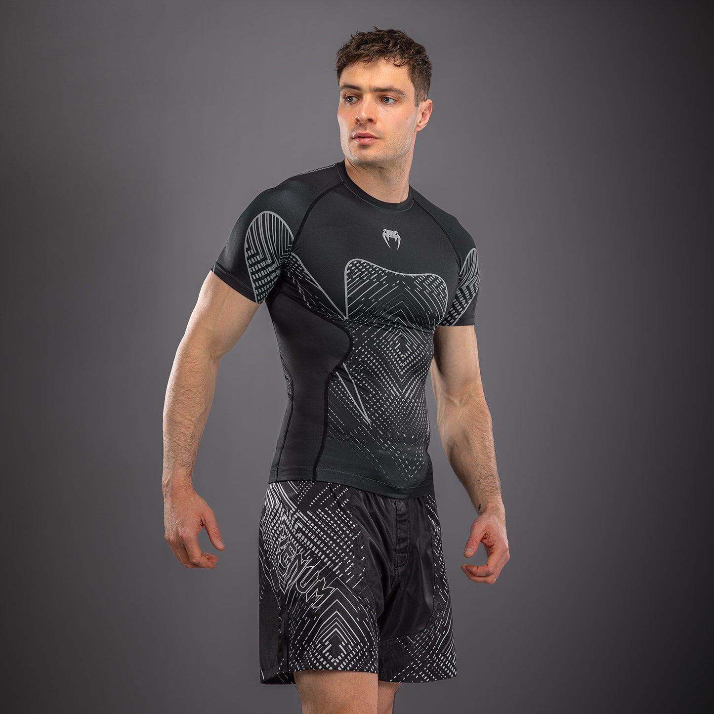 Venum Midnight Fury Kurzarm Rashguard – Schwarz/Grau/Silber