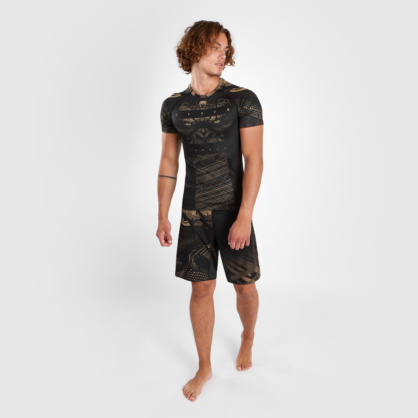 Venum Gorilla Jungle Rashguard Kurzarm - Schwarz/Sand