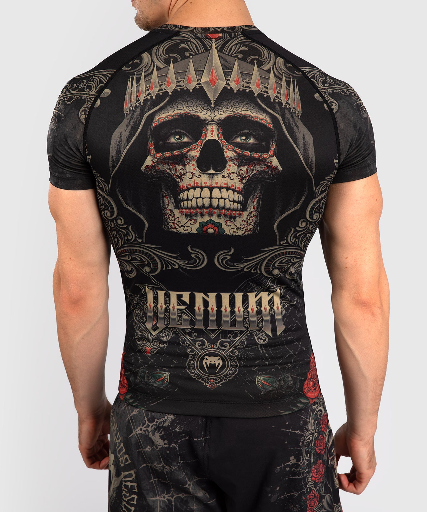 Venum Santa Muerte 5.0 Herren Kurzarm Rashguard - Tiefes Schwarz/Gold