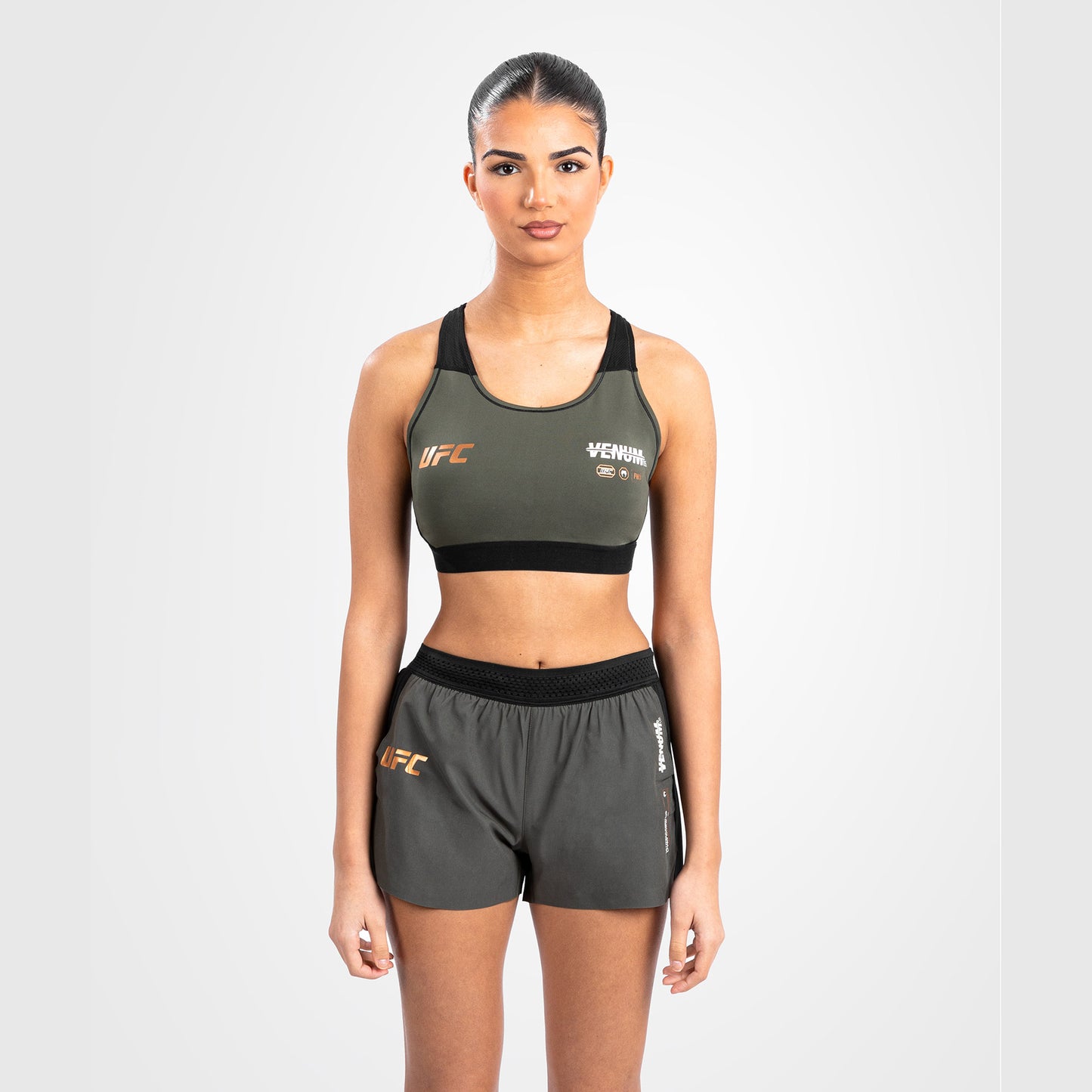 UFC Adrenaline by Venum Fight Week Performance-Short für Frauen - Khaki