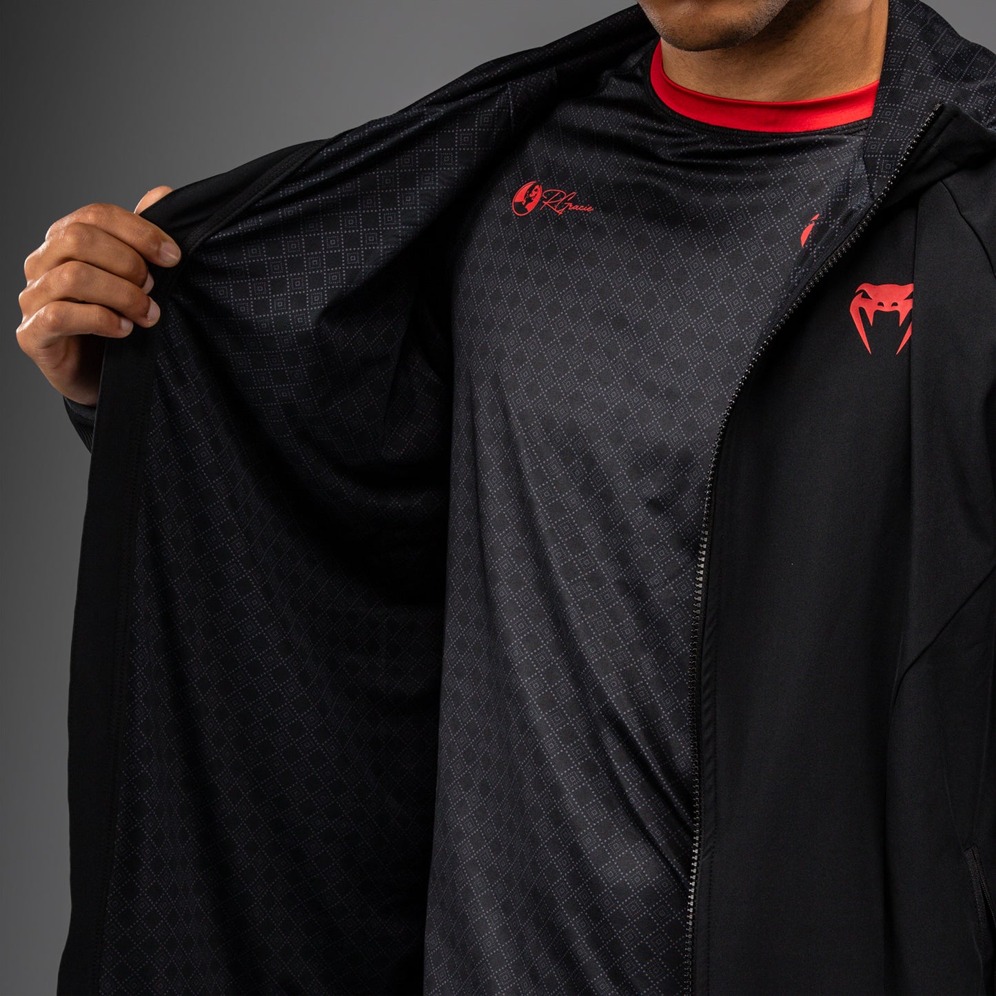 Venum x Roger Gracie Signature Jacke mit Reißverschluss - Schwarz/Rot