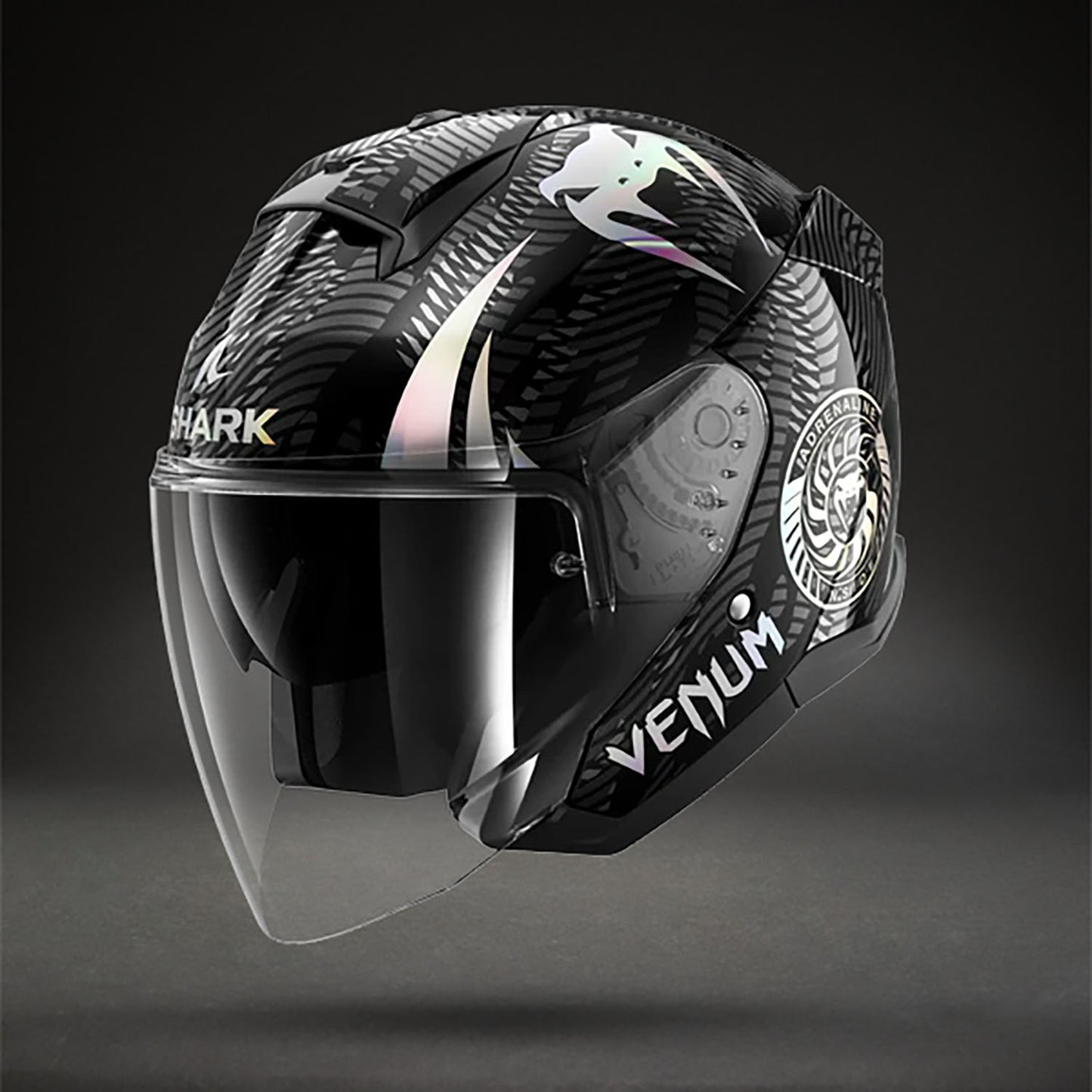 Venum x Shark SKWAL JET Motorradhelm – Schwarz Chrom Anthrazit
