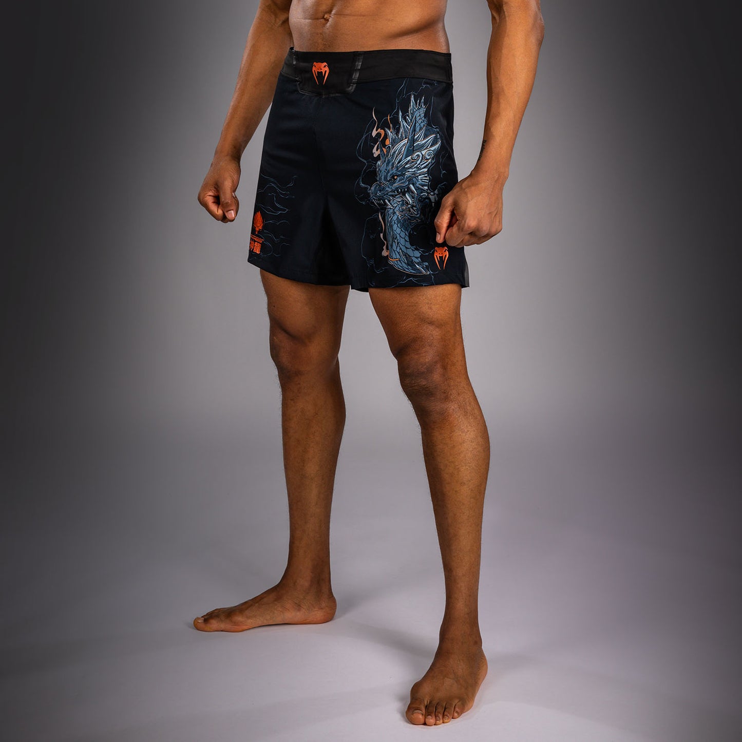 Venum Thunder Dragon Fightshorts – Schwarz/Grau/Kupfer