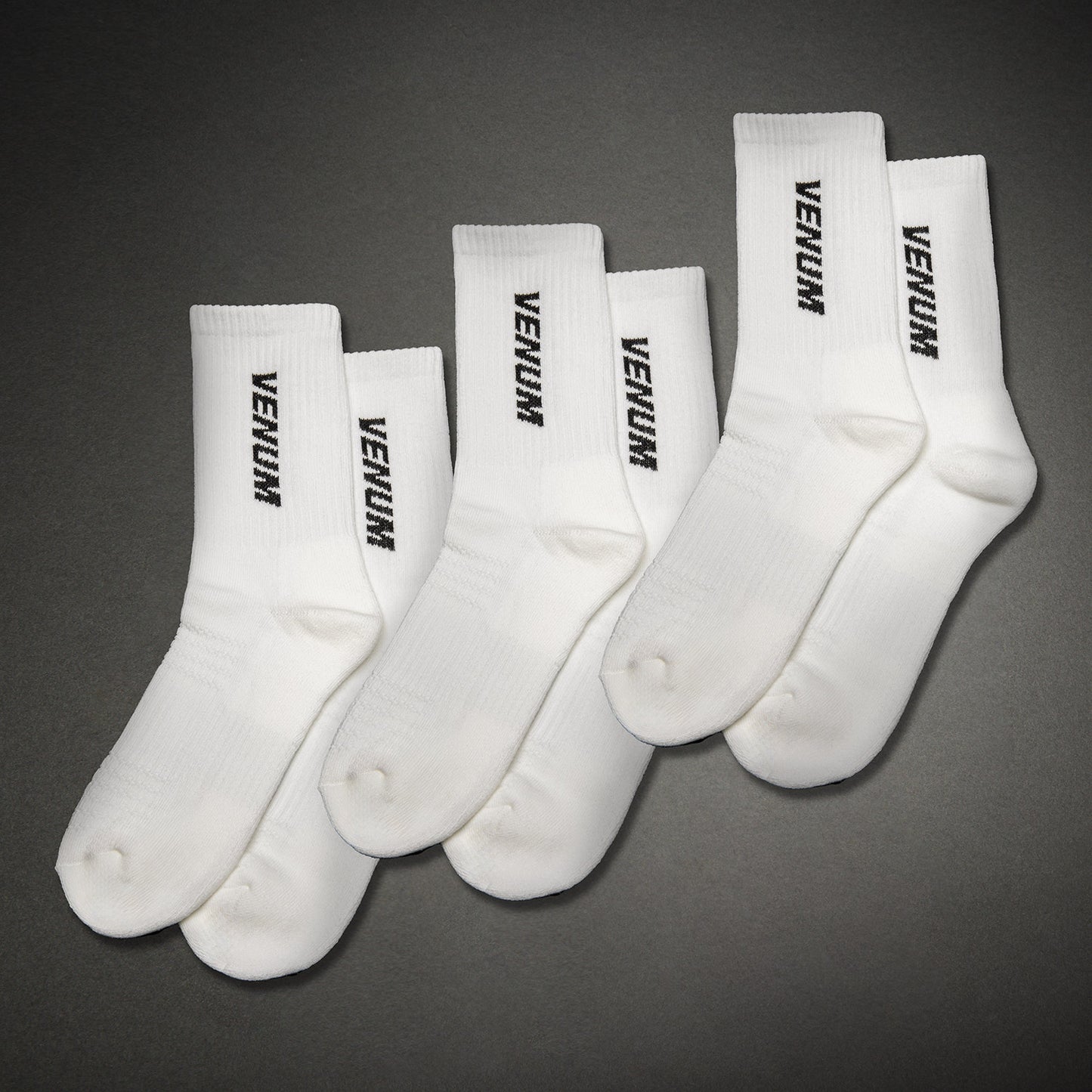 Venum Essential Crew Socken (Set mit 3 Paar) – Weiß/Schwarz