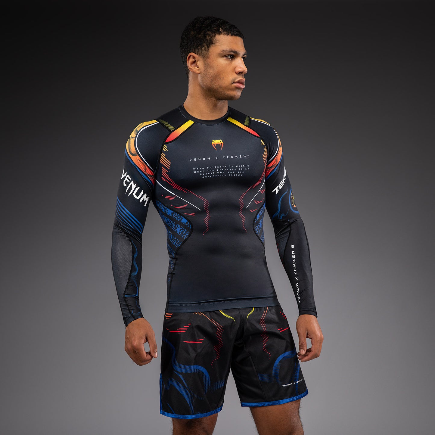 Venum x TEKKEN 8 Langarm Rashguard - Schwarz/Orange