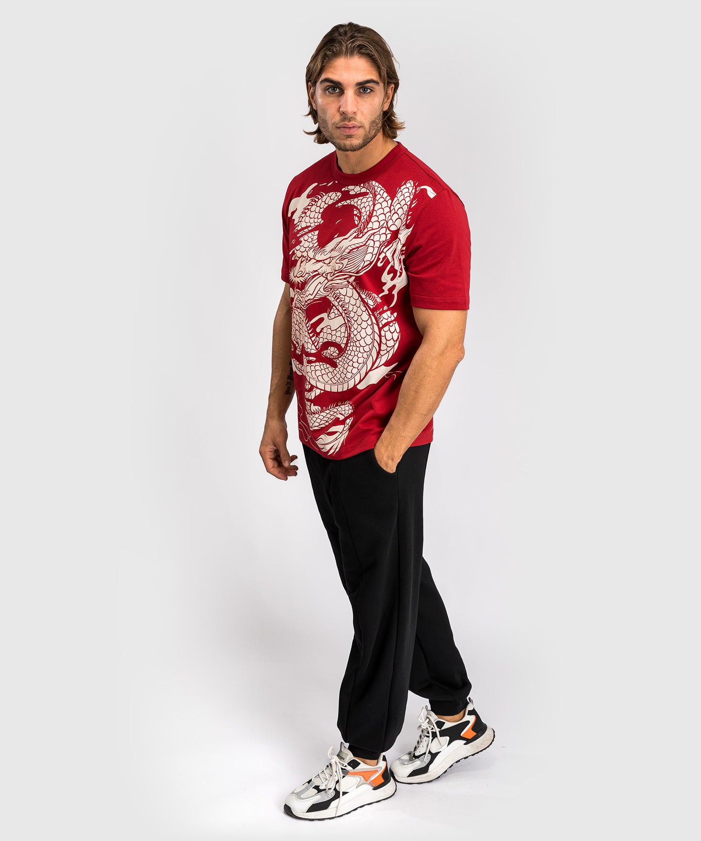Venum Dragon’s Flight Herren T-Shirt - Kirschrot/Cremeweiß