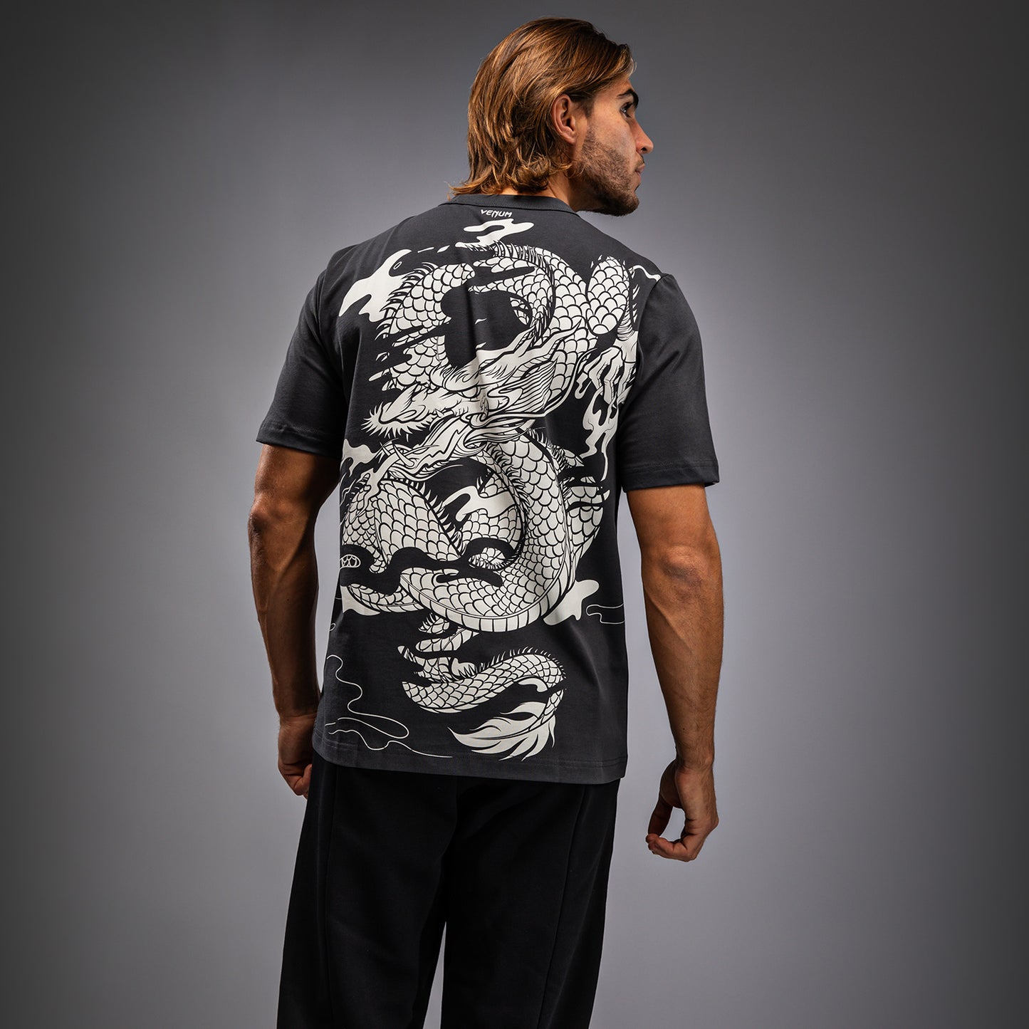 Venum Dragon’s Flight Herren T-Shirt - Anthrazitgrau/Cremeweiß