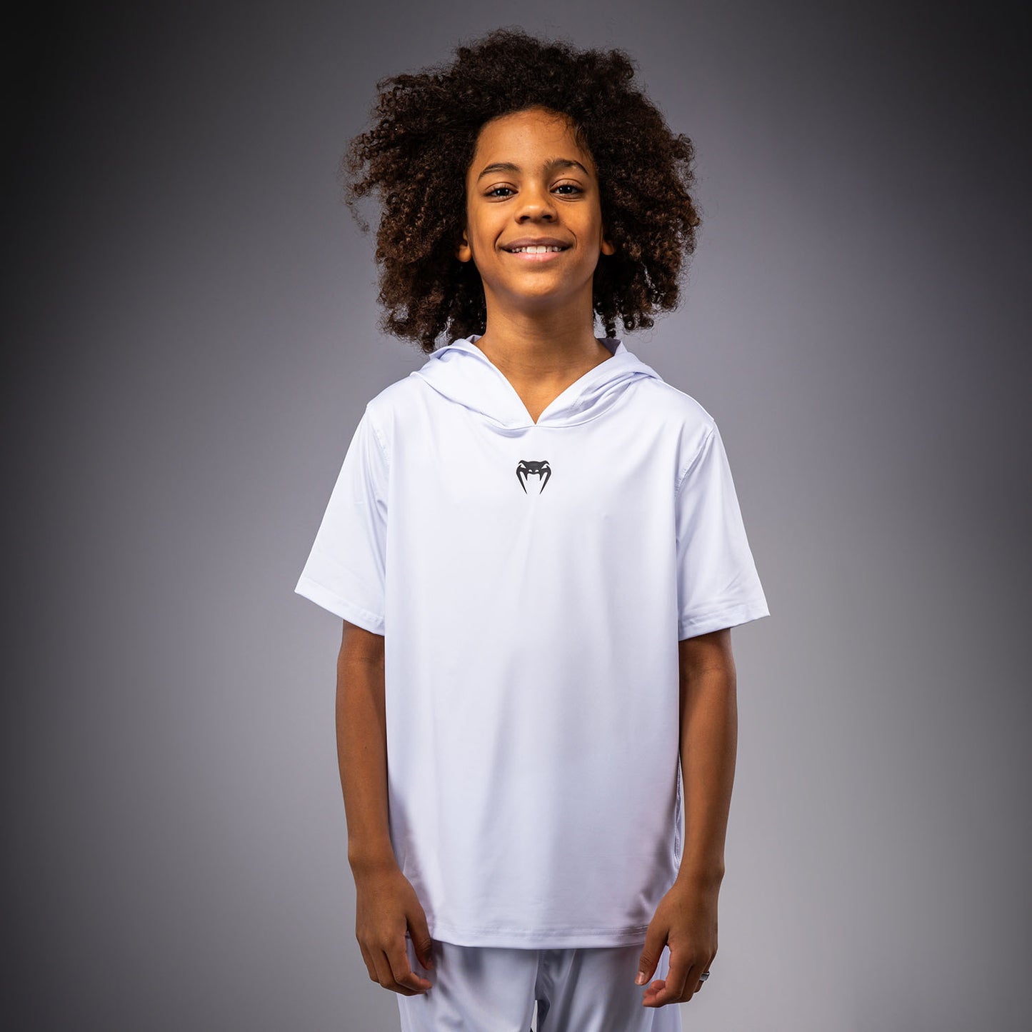 Venum Elite Kurzarm Dry-Tech Kapuzenpullover für Kinder - Weiß