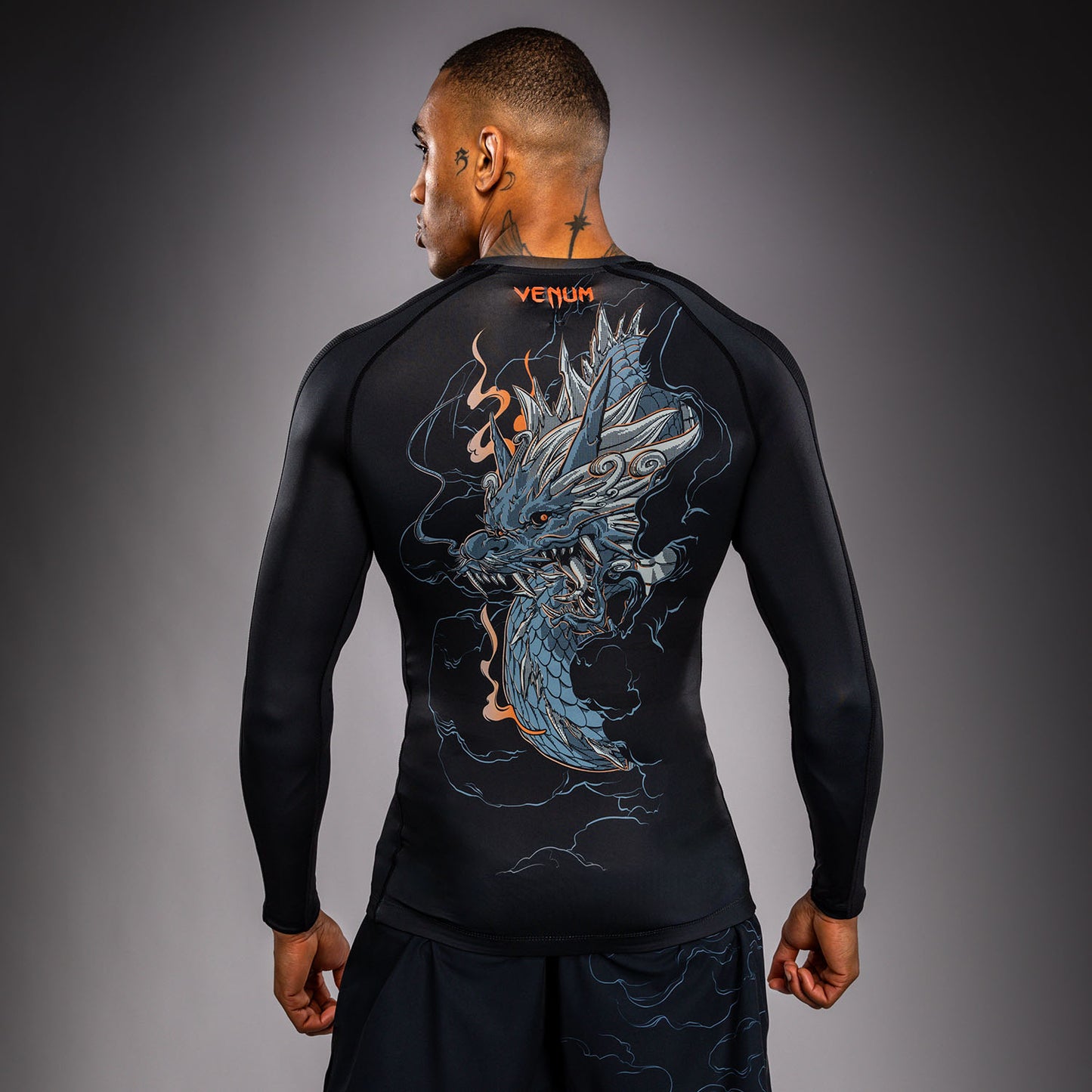 Venum Thunder Dragon Langarm Rashguard – Schwarz/Grau/Kupfer