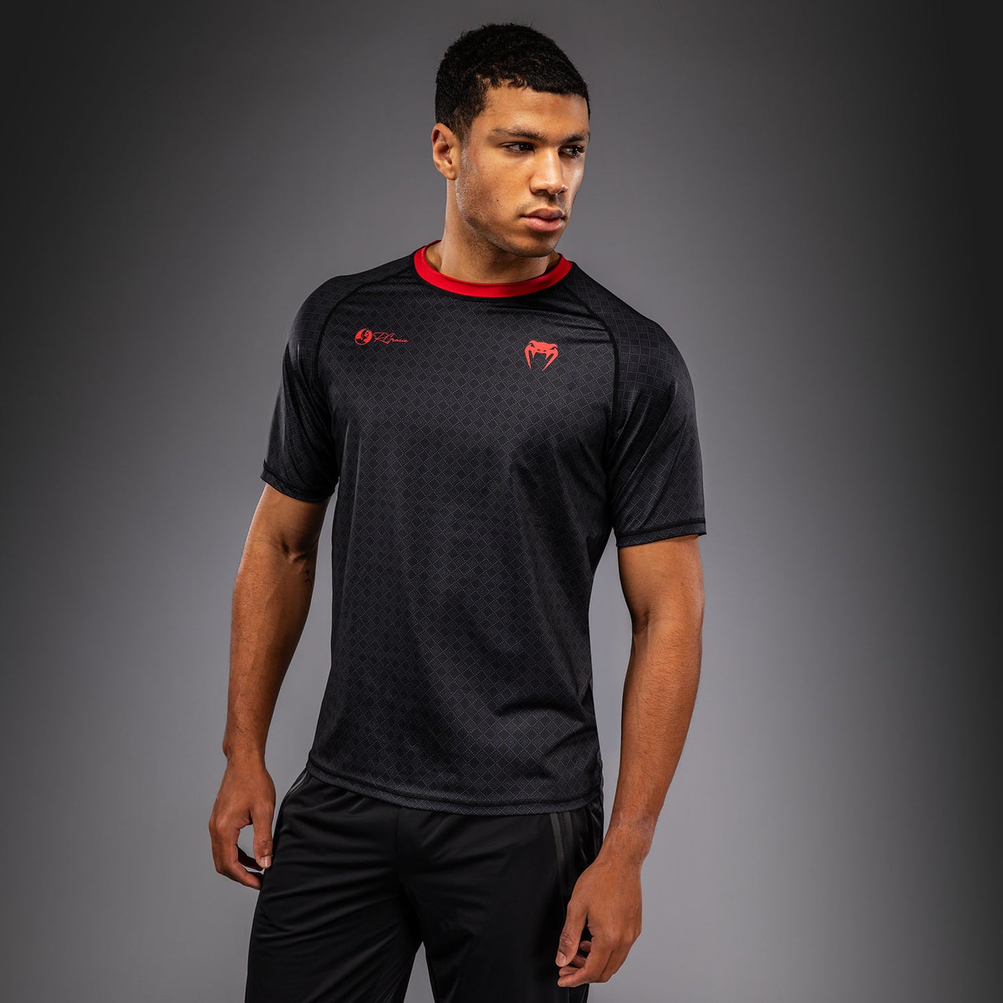 Venum x Roger Gracie Signature Dry-Tech-T‑Shirt - Schwarz/Rot