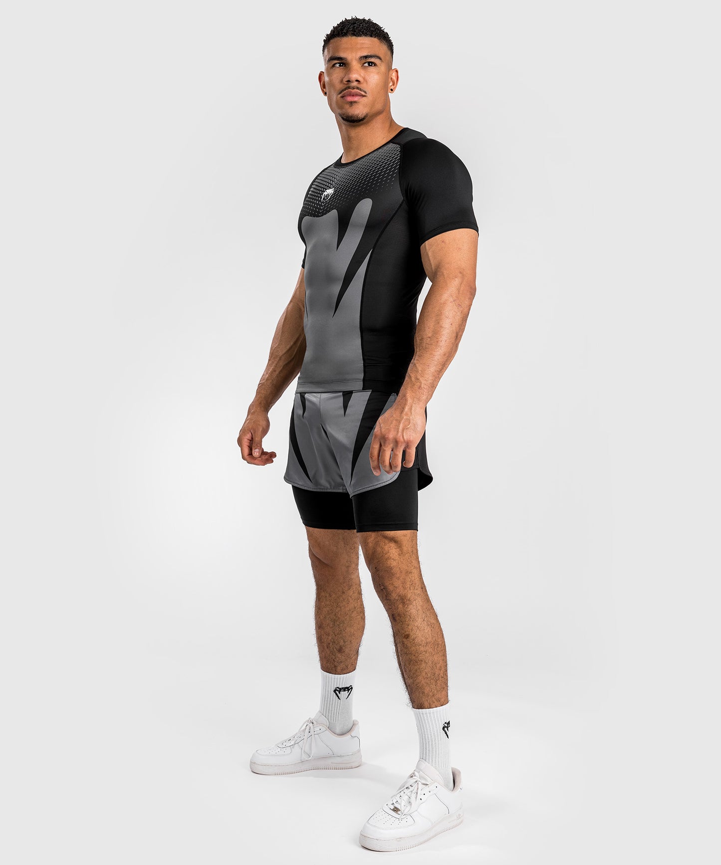 Venum Attack Herren Kurzarm Rashguard - Schwarz/Grau