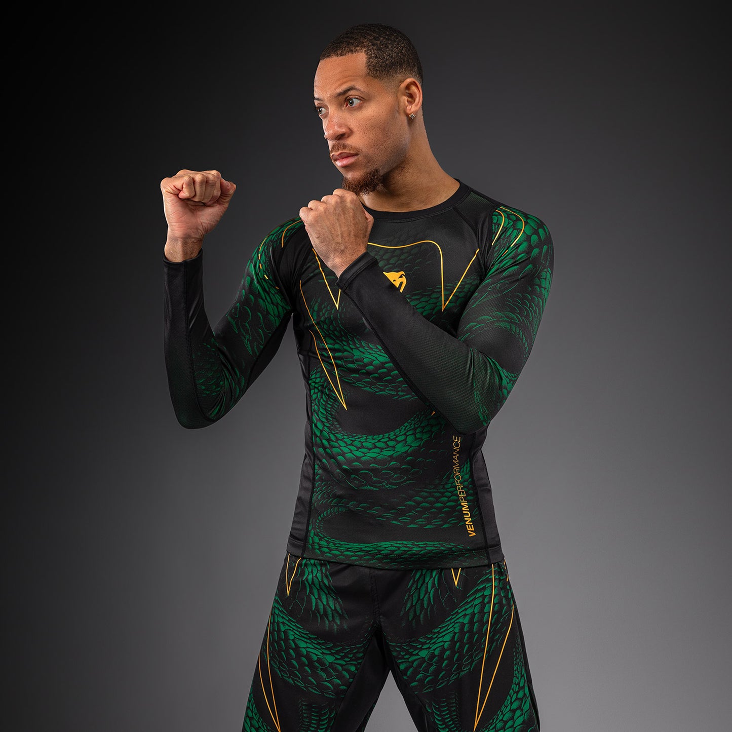 Venum Matupa Langarm Rashguard - Schwarz/Grün/Gold