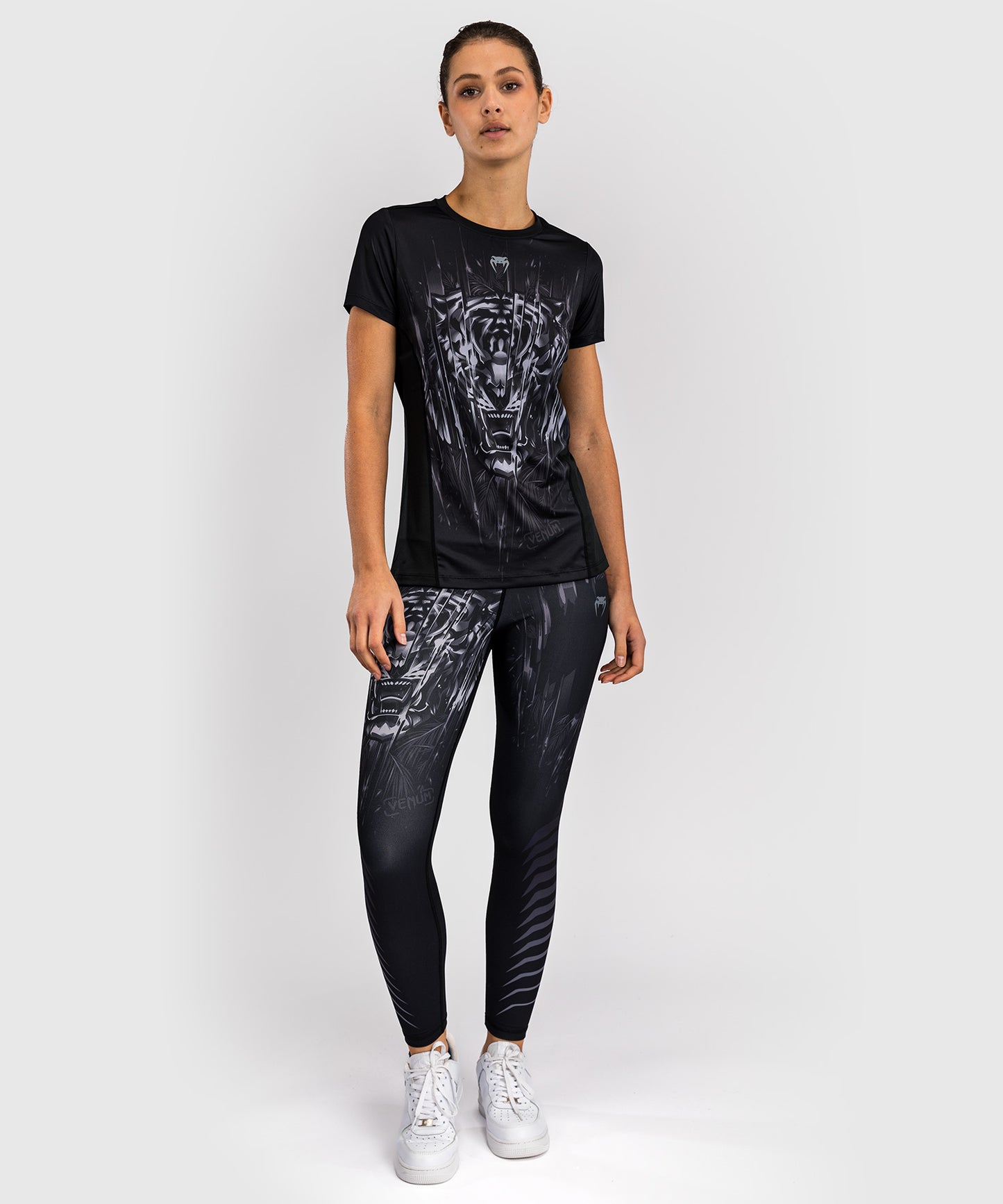 Venum Tiger Damen Dry Tech T-Shirt - Schwarz/Silber