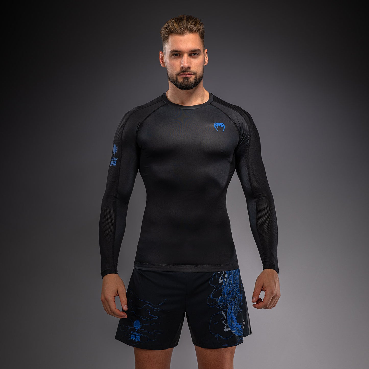 Venum Thunder Dragon Langarm Rashguard – Schwarz/Königsblau