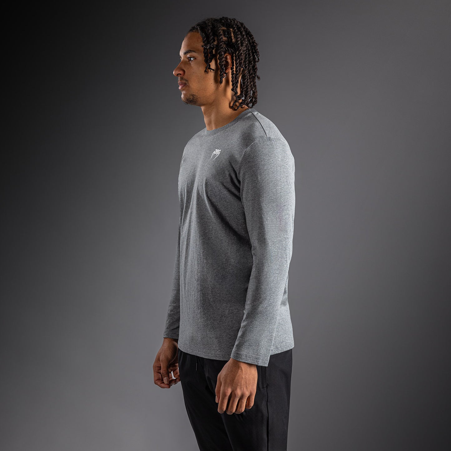 Venum Lineup Langarm T-Shirt - Mélange Grau/Weiß