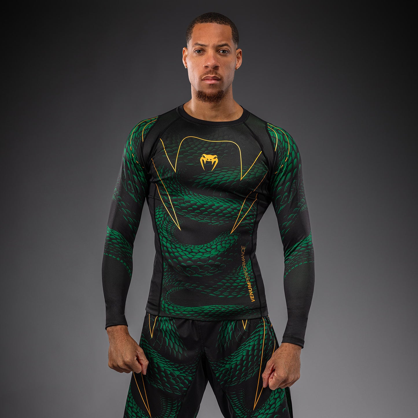 Venum Matupa Langarm Rashguard - Schwarz/Grün/Gold