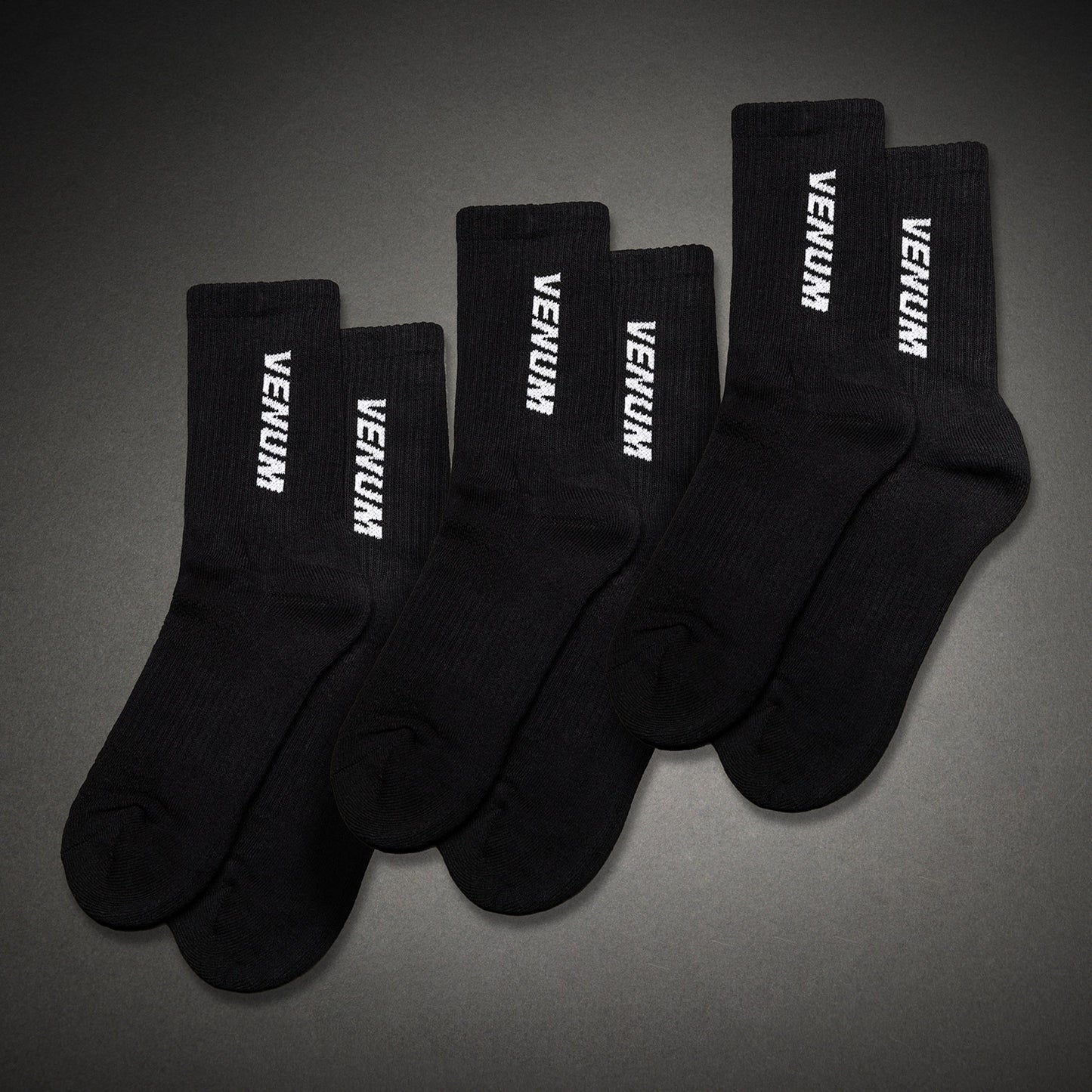 Venum Essential Crew Socken (Set mit 3 Paar) – Schwarz/Weiß