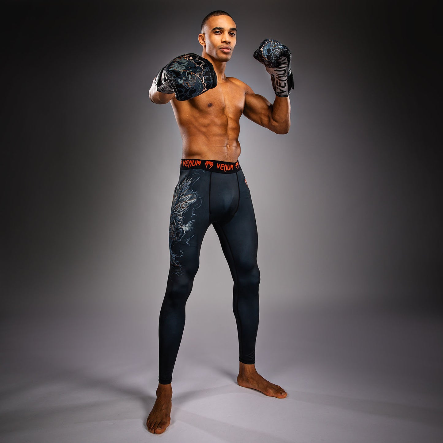 Venum Thunder Dragon Spats – Schwarz/Grau/Kupfer