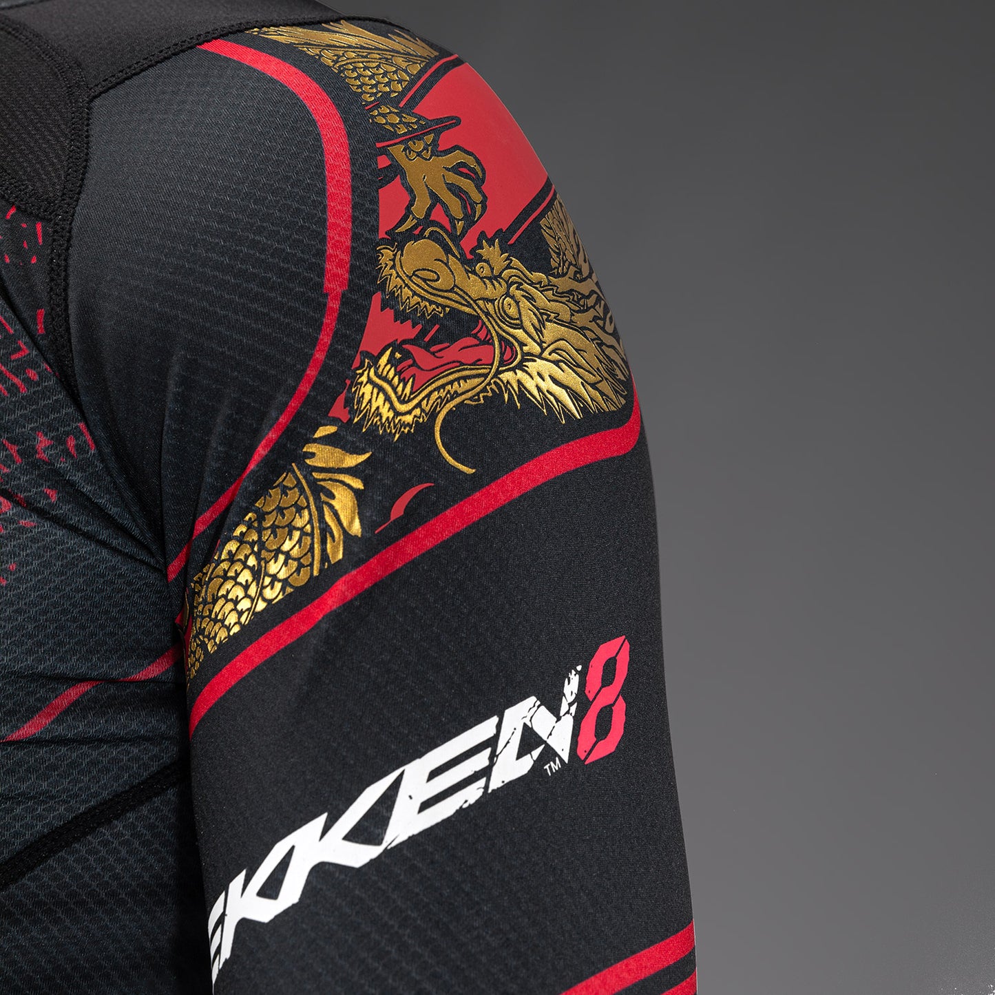 Venum x TEKKEN 8 - Marshall Law Rashguard - Schwarz/Rot/Gold